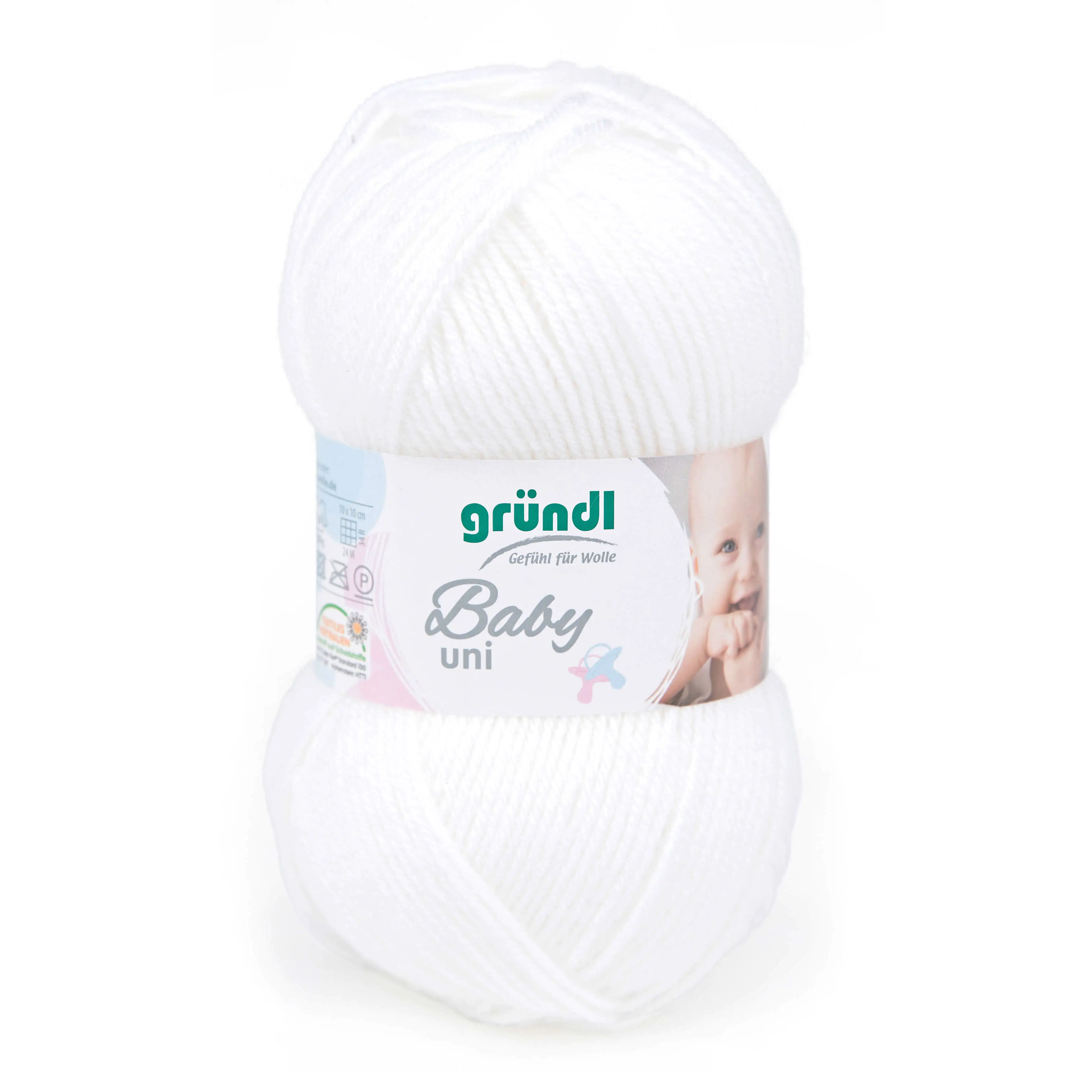 Gründl Wolle Baby uni 50 g weiß
