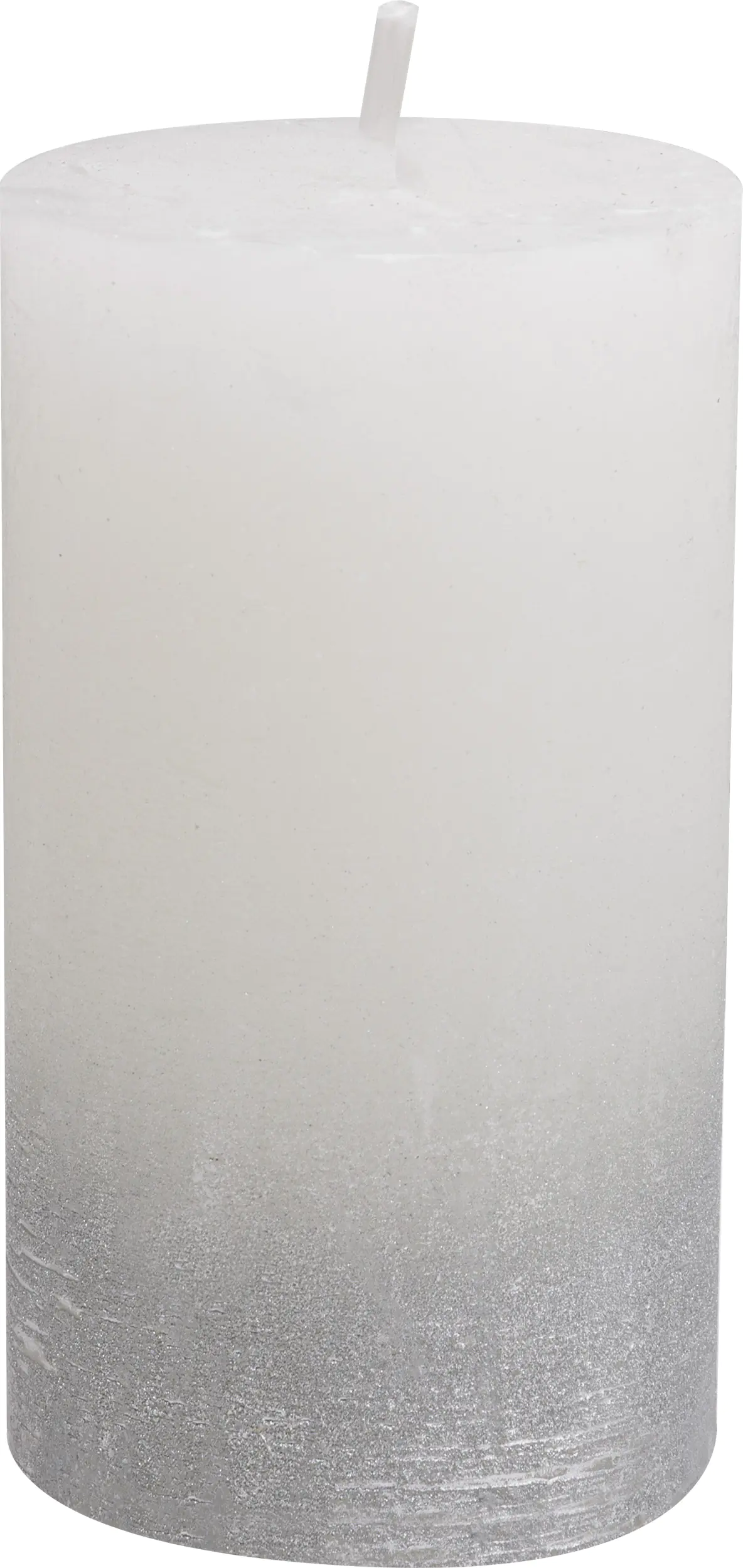 House of Rustic Kerze champagner mit silber Streifen Ø 6,8 x 12 cm