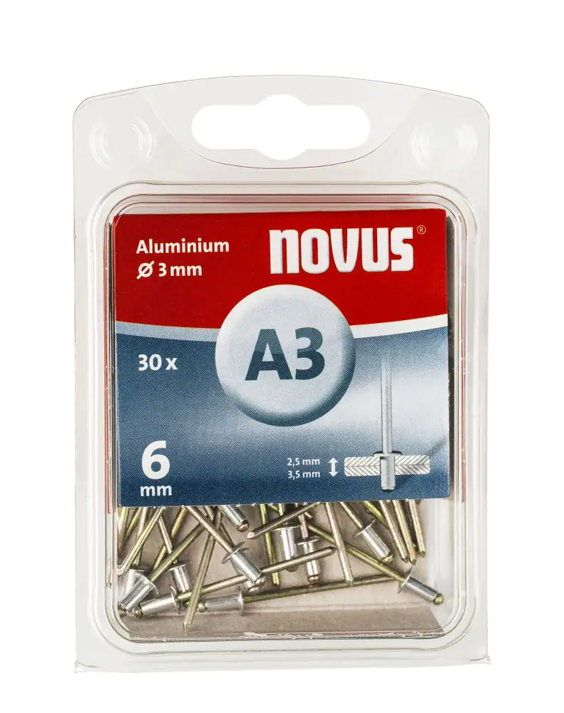 Novus Blindnieten Typ A3/6 Aluminium 30 Stück
