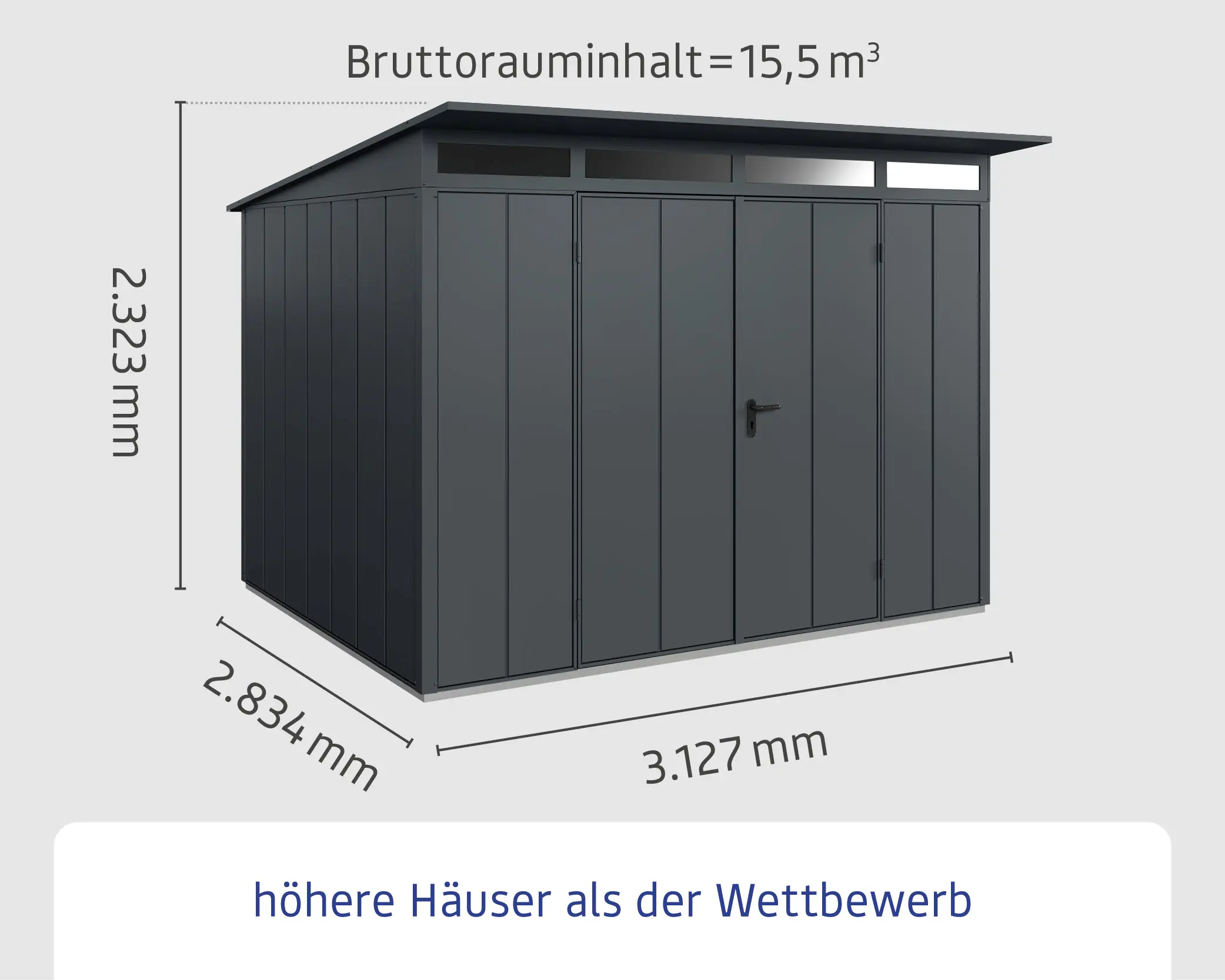 EcoStar Gerätehaus Elegant-P Typ 3 312,7 x 283,4 x 232,3 cm anthrazitgrau
