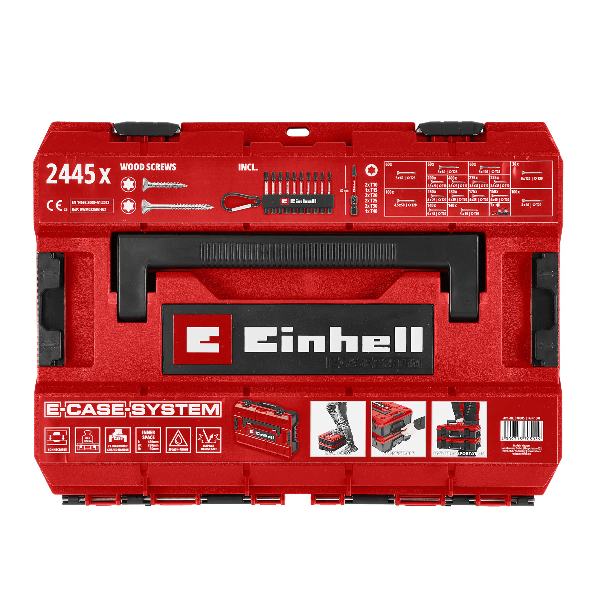 Einhell Schraubenset mit Bits in E-Case-Koffer 2.445-teilig