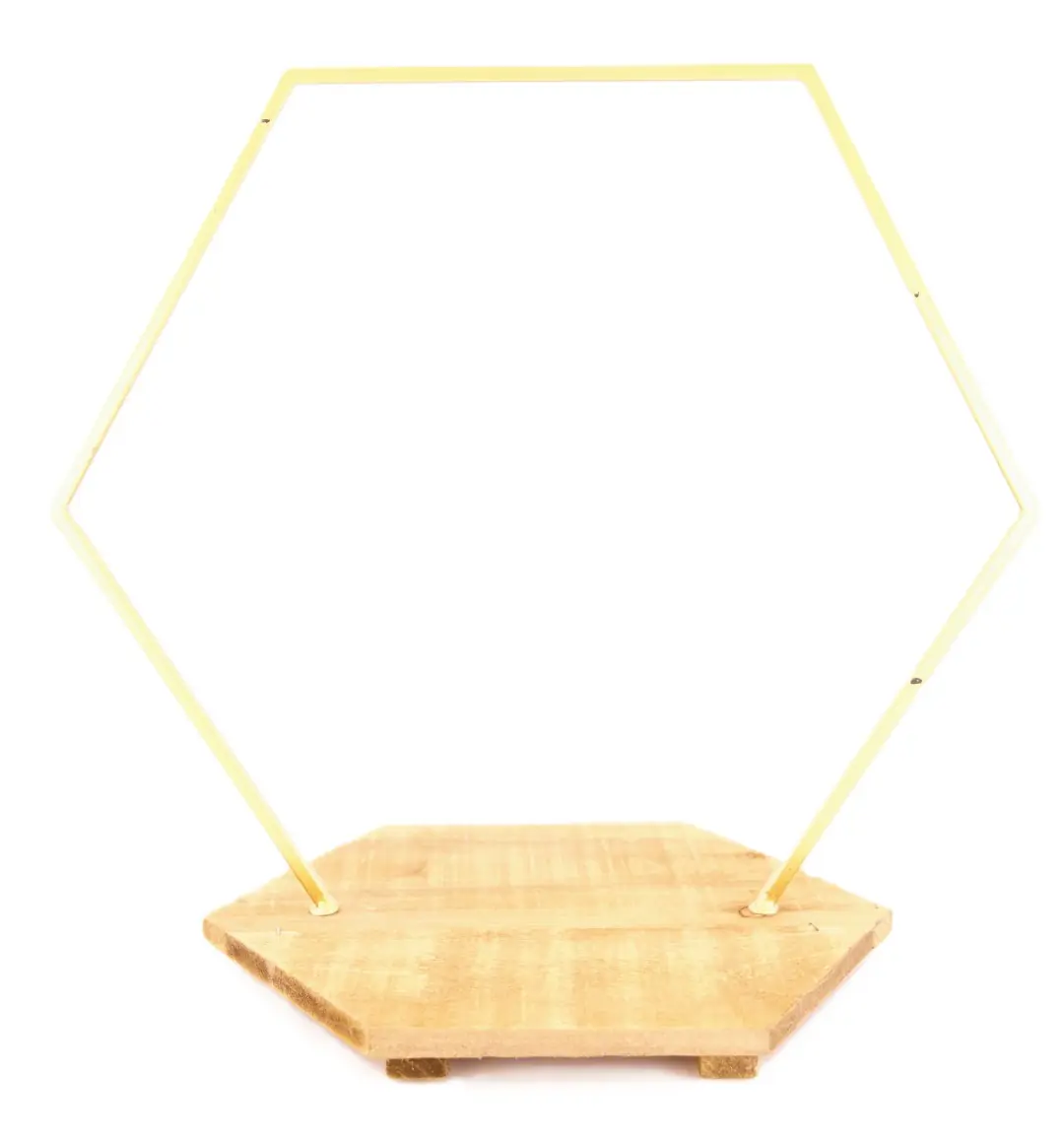 Dijk Metallsechseck goldfarben mit Holzständer 37,5 x 23,5 x 35 cm