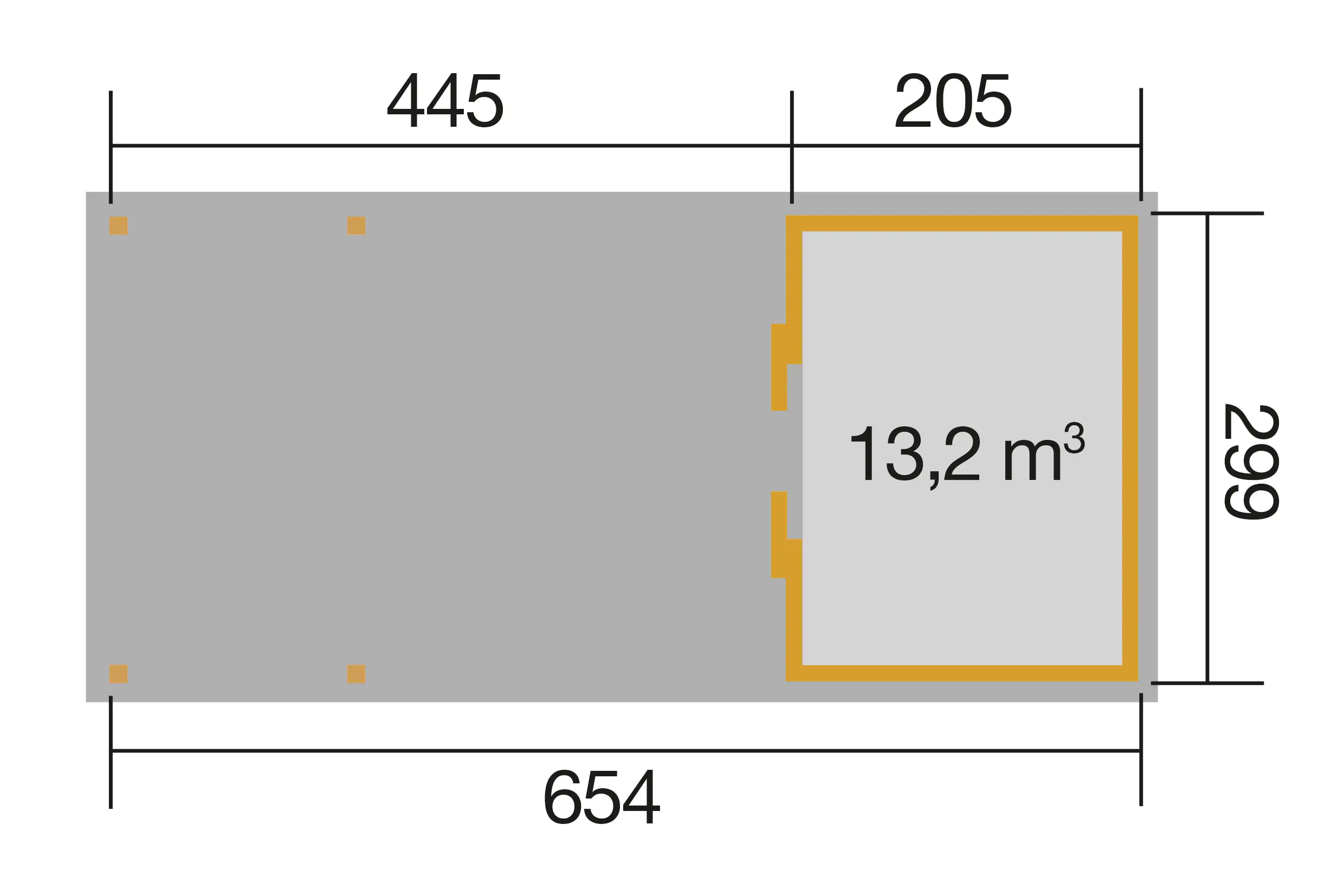 Weka Lounge-Haus 654 x 299 cm natur mit Fußboden Weka Lounge-Haus 654 x 299 cm natur mit Fußboden