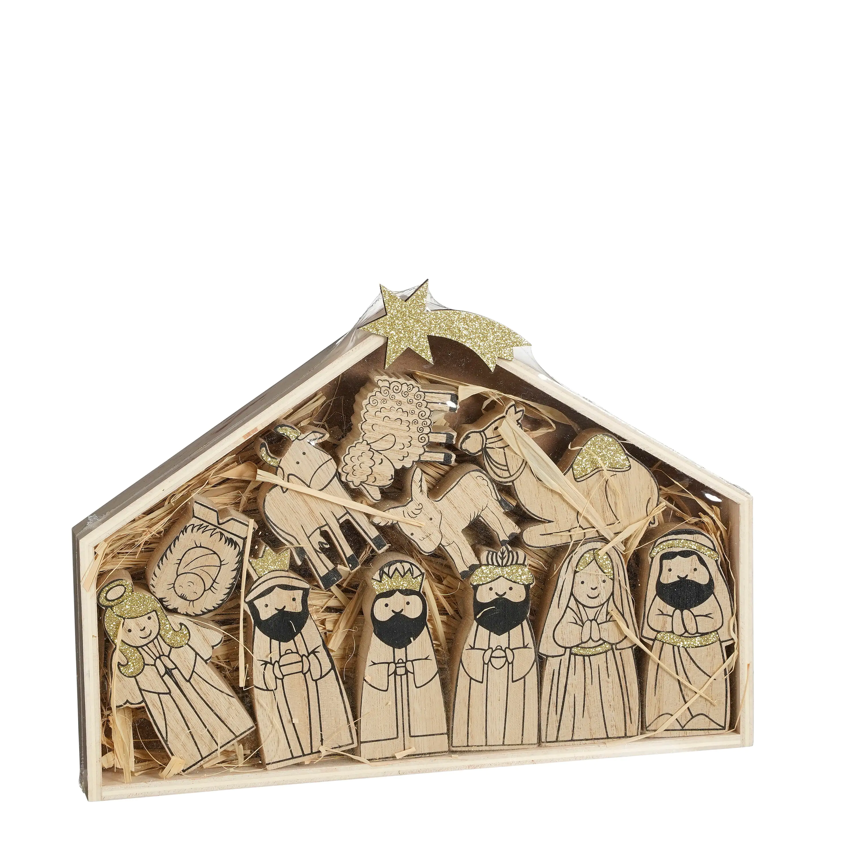 House of Seasons Weihnachtskrippe Holz 22 x 30 x 3,5 braun House of Seasons Weihnachtskrippe Holz 22 x 30 x 3,5 braun