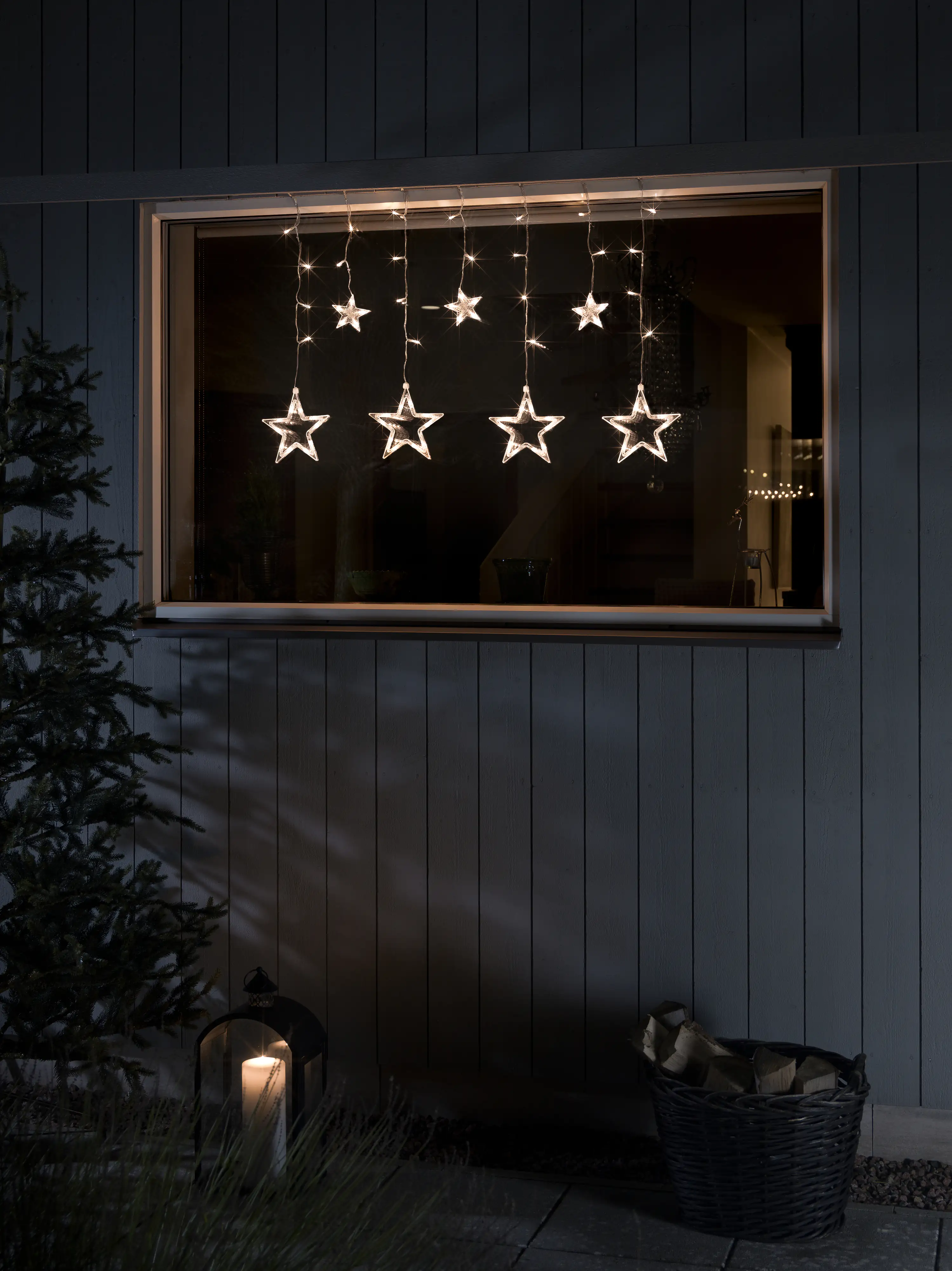 Konstsmide LED Solar Sternen Lichtervorhang 77 bernsteinfarbene Dioden Konstsmide LED Solar Sternen Lichtervorhang 77 bernsteinfarbene Dioden