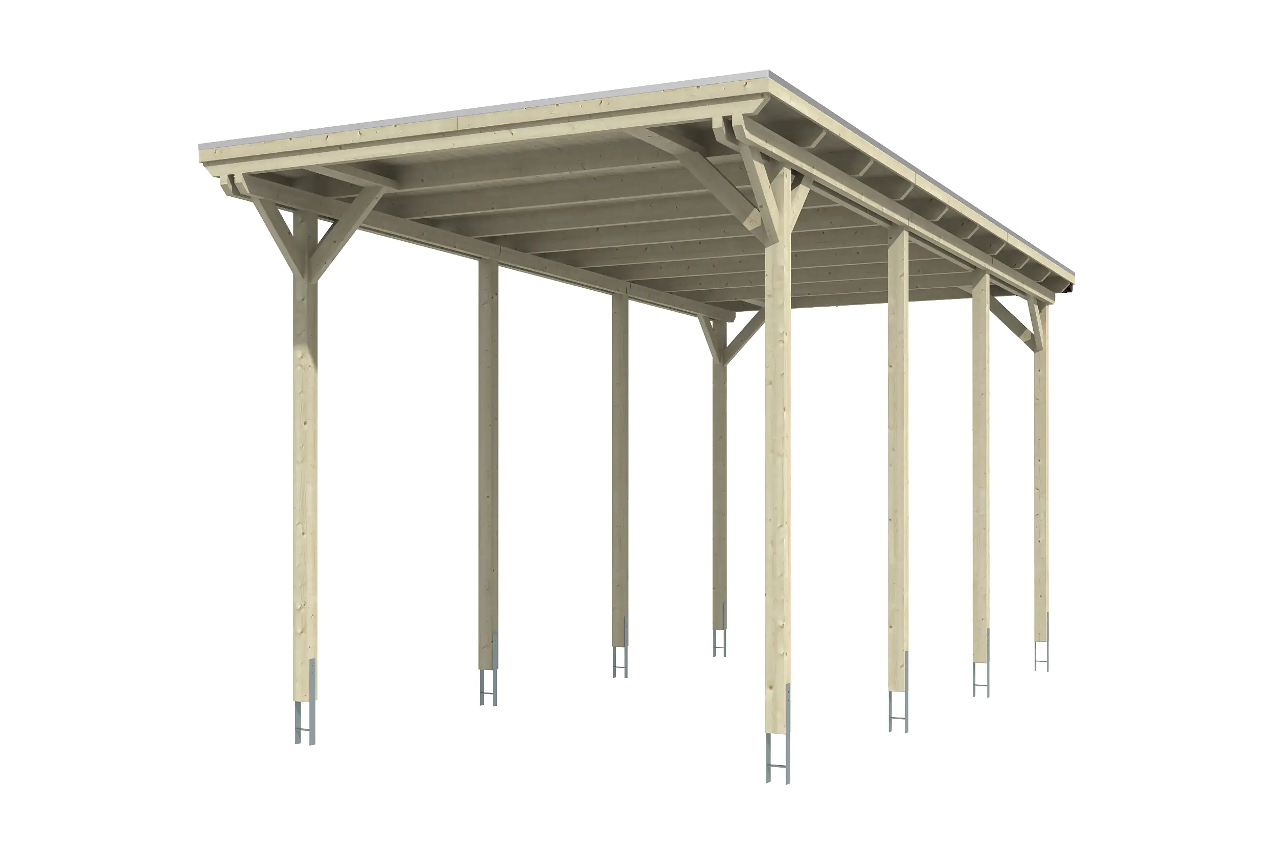 4018211034499_02 SKAN HOLZ Carport Emsland Caravan 404 x 846 cm, lasiert in Schiefergrau