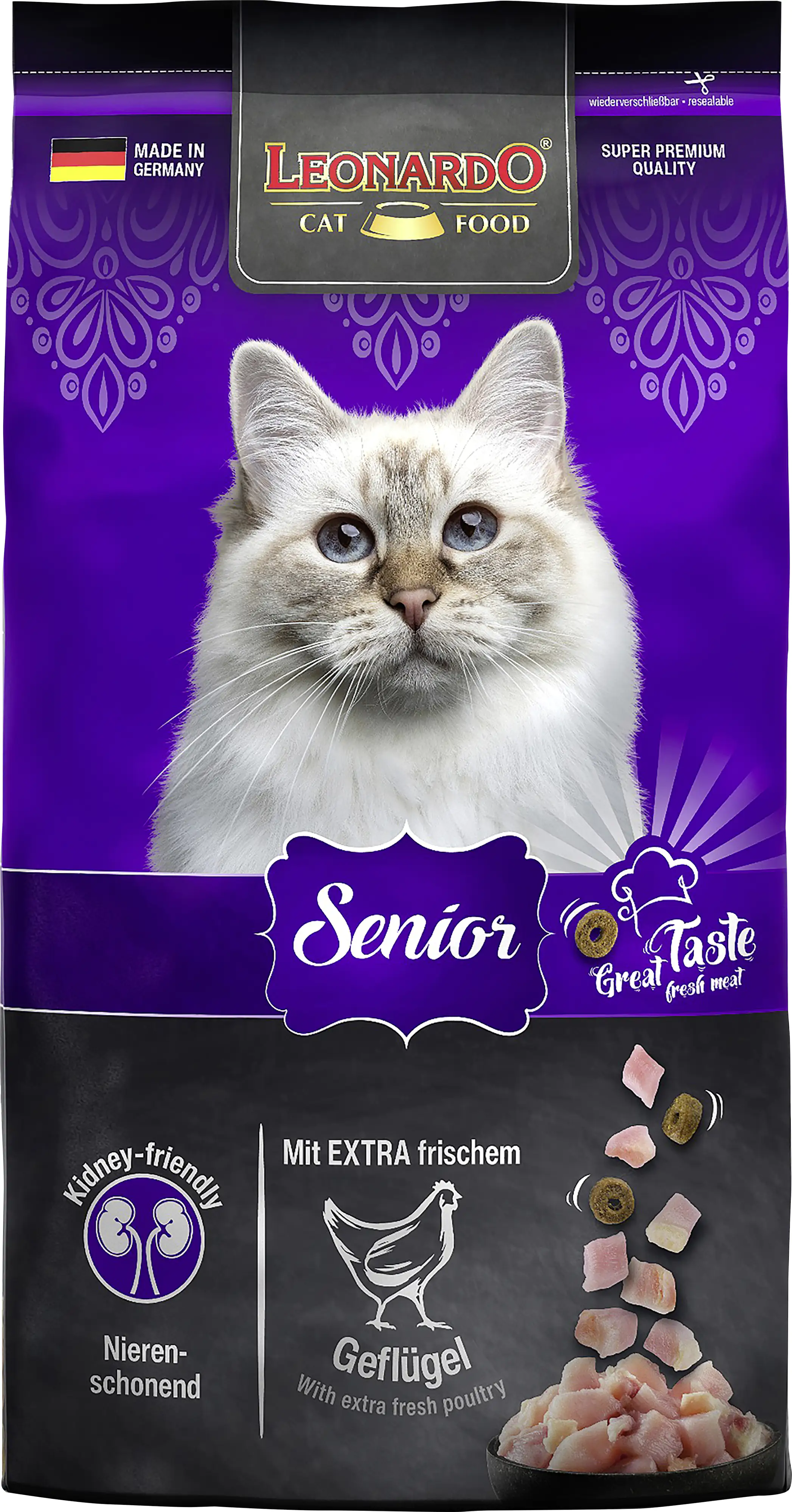Leonardo Katzentrockenfutter  Leo Senior mit extra frischem Geflügel 1,8 kg
