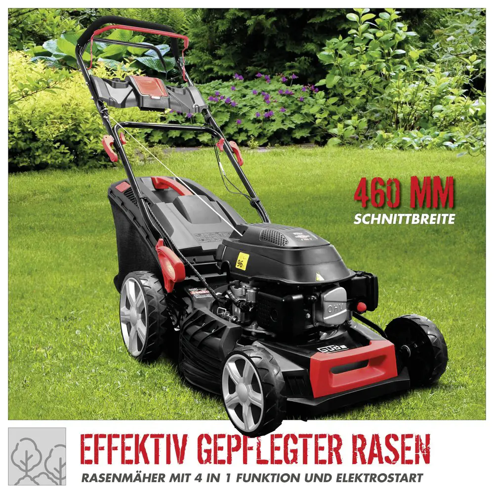 Güde Benzin Rasenmäher Eco Wheeler 464.4 R LI-ES 2,3 kW 46 cm Schnittbreite mit Mulchkeil