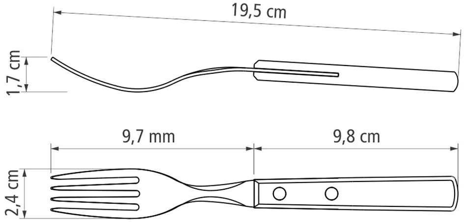 Tramontina Steak- und Pizzagabel 21 cm Edelstahl mit Holzgriff