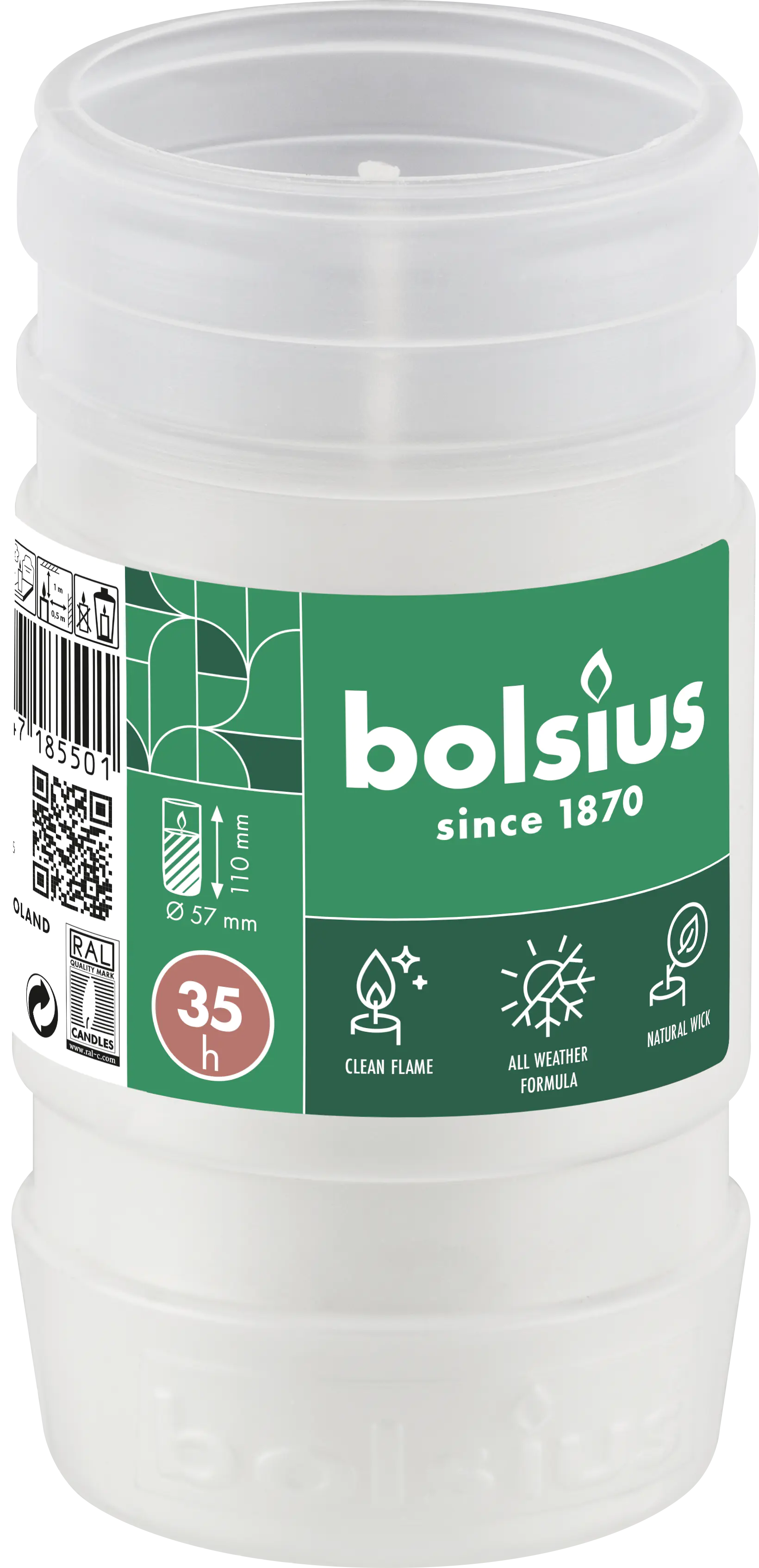 Bolsius Nachfüller für Grabkerze Nr. 2 weiß 1 Stück