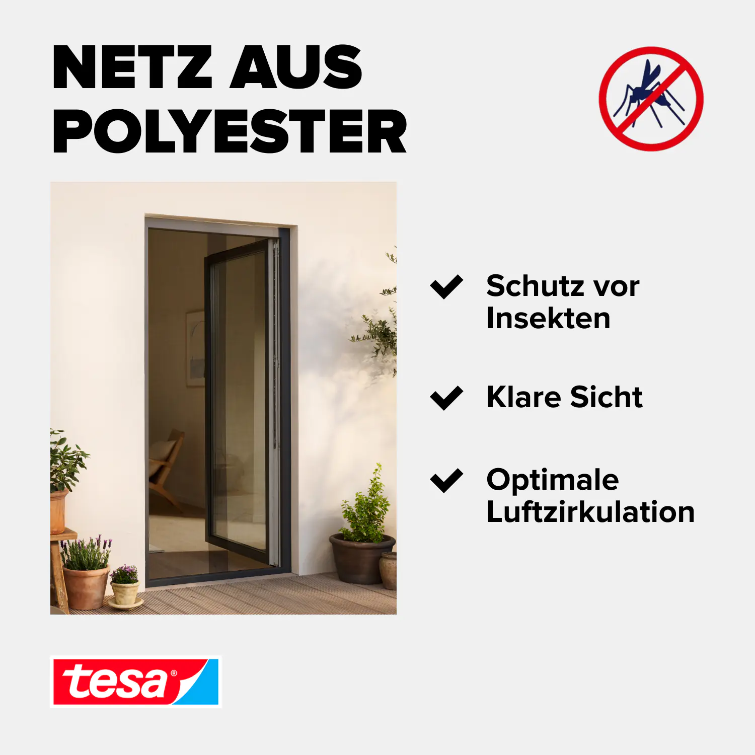 tesa Fliegengitter Tür 65 x 220 cm anthrazit kürzbar 2 Stück