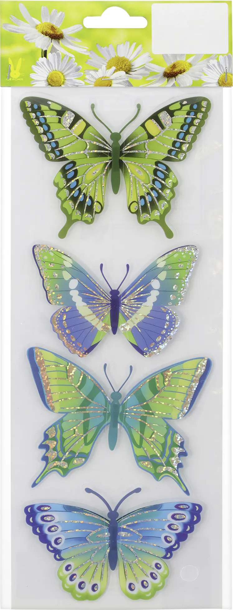 Sticker Schmetterlinge 32 x 10 cm grünmetallic