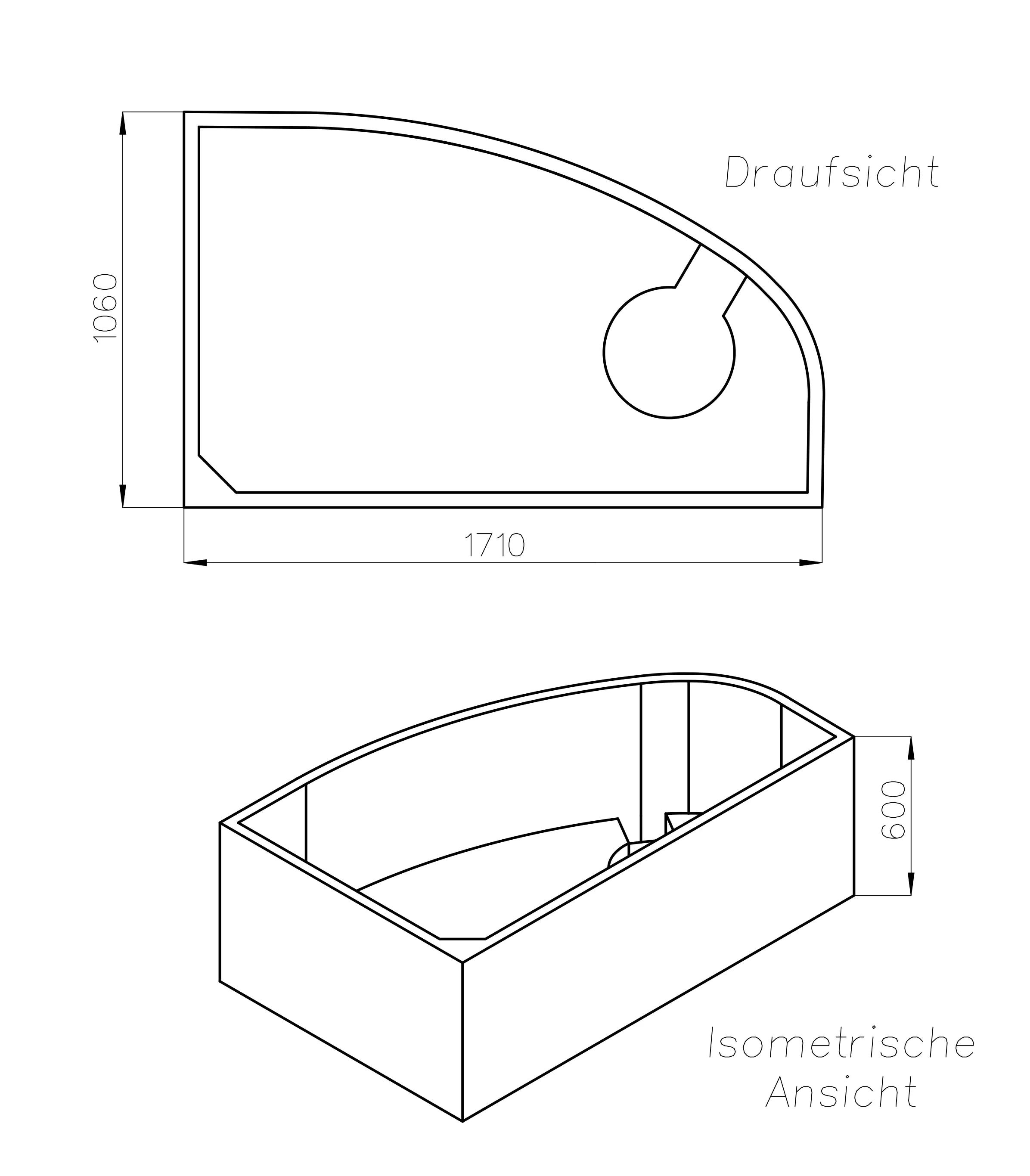 Ottofond Wannenträger Loredana 1710 x 1060 mm