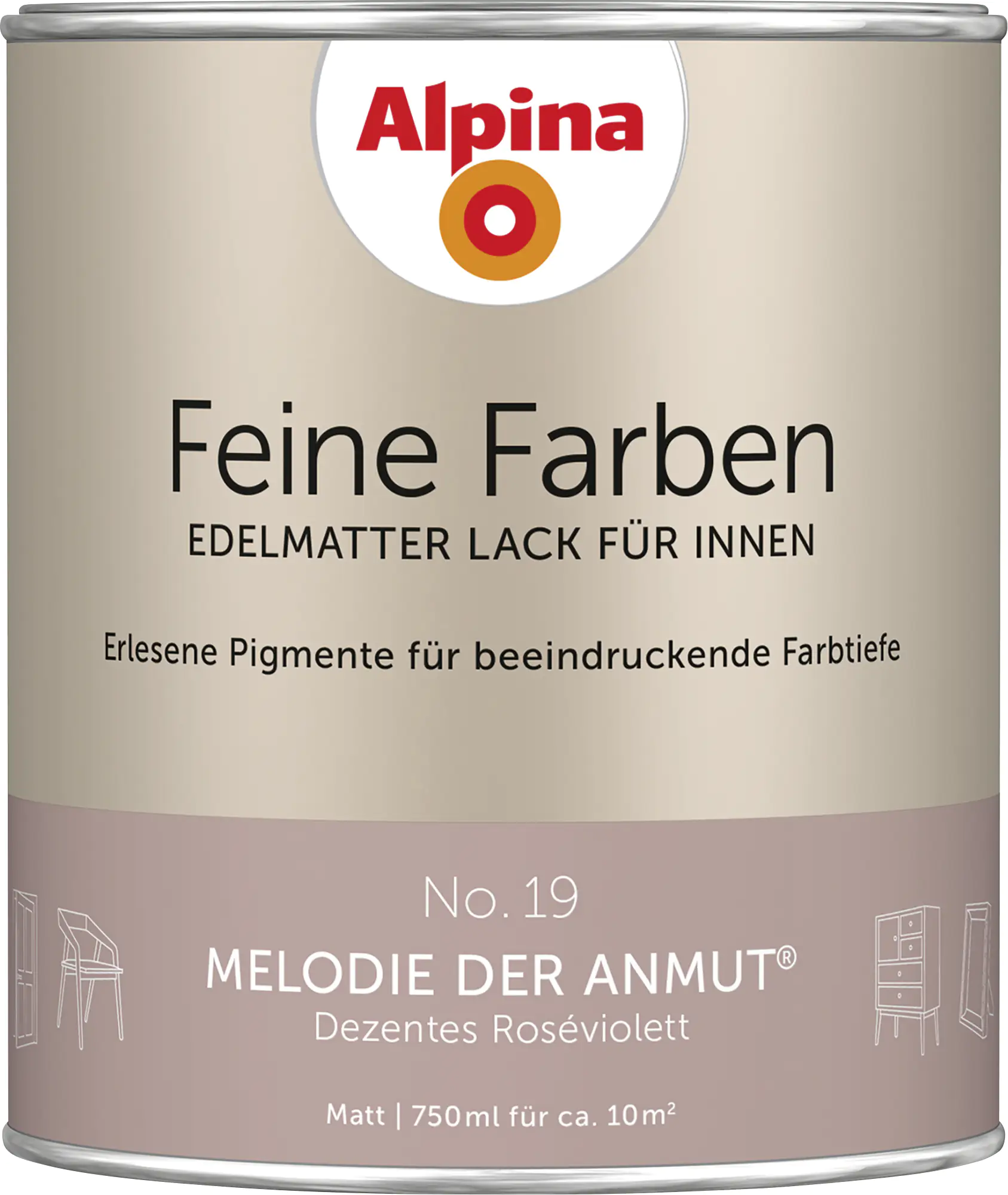 Alpina Feine Farben Lack No. 19 Melodie der Anmut  roséviolett edelmatt 750 ml Alpina Feine Farben Lack No. 19 Melodie der Anmut  roséviolett edelmatt 750 ml