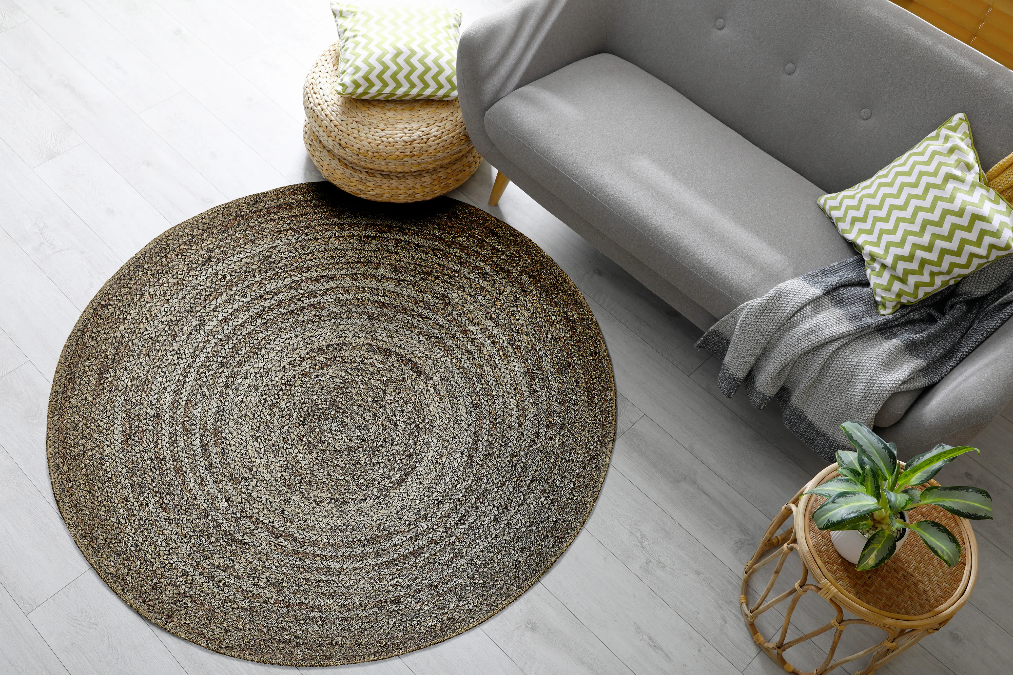 Teppich Pinto weiß-beige, 100 cm Ø rund