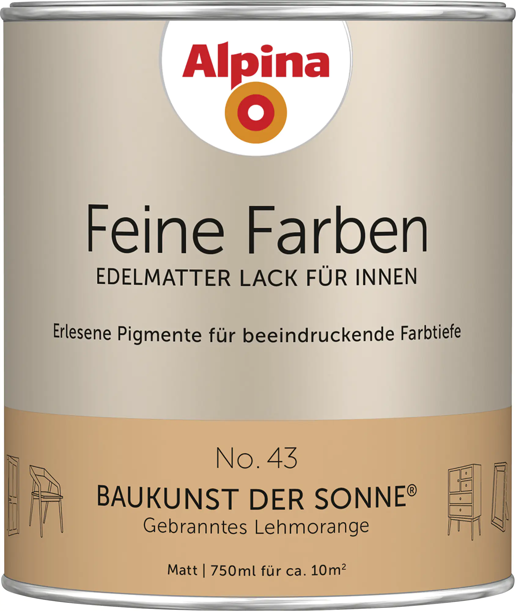 Alpina Feine Farben Lack No. 43 Baukunst der Sonne  lehmorange edelmatt 750 ml Alpina Feine Farben Lack No. 43 Baukunst der Sonne  lehmorange edelmatt 750 ml