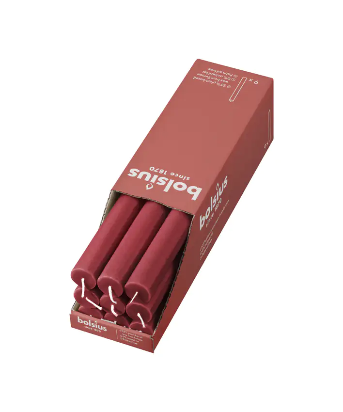 Bolsius Stabkerze zartes rot Rustik 27 x 2,3 cm 