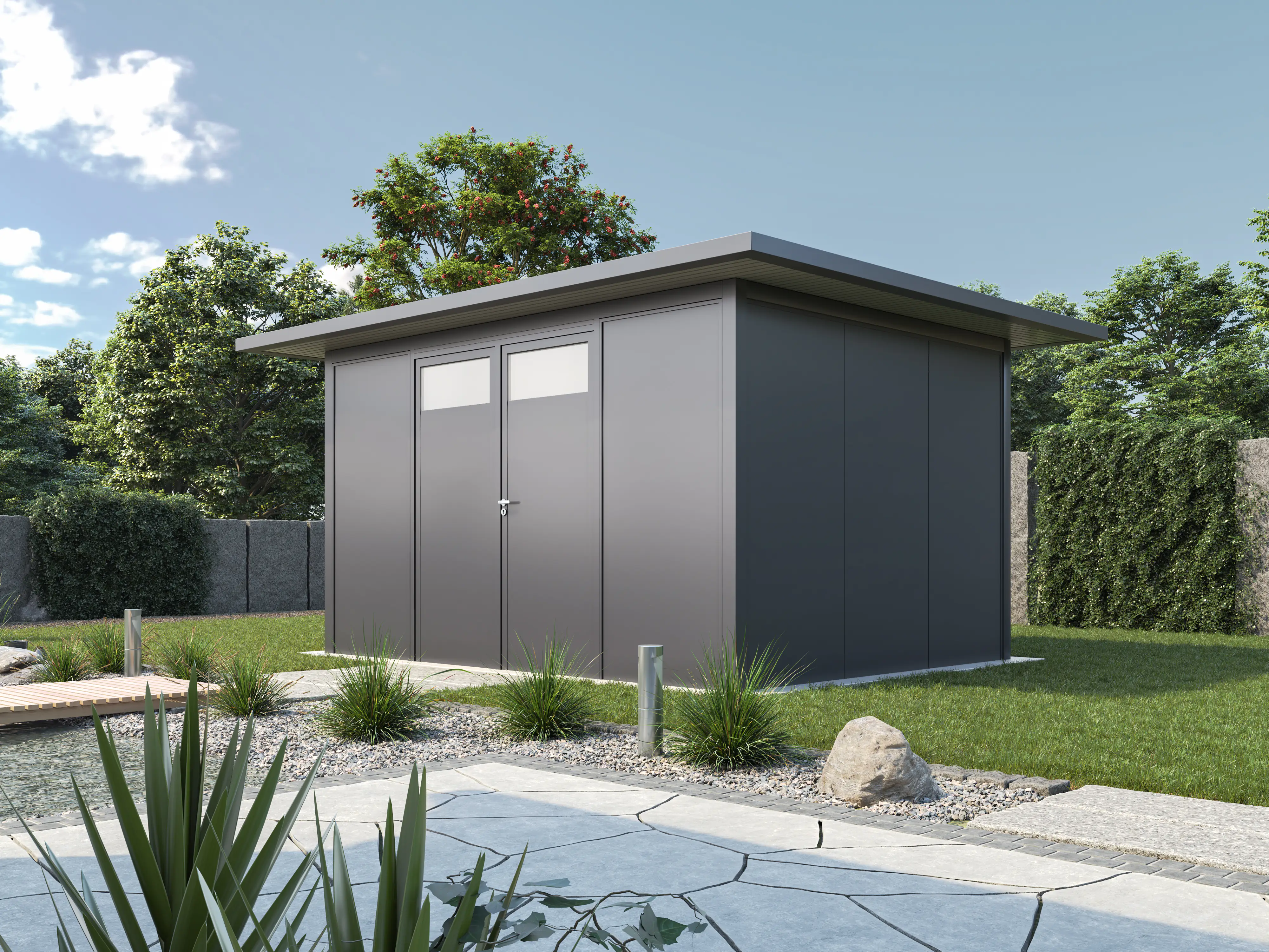 Gartenhaus Porto 505 x 405 cm anthrazit - OHNE TÜREN