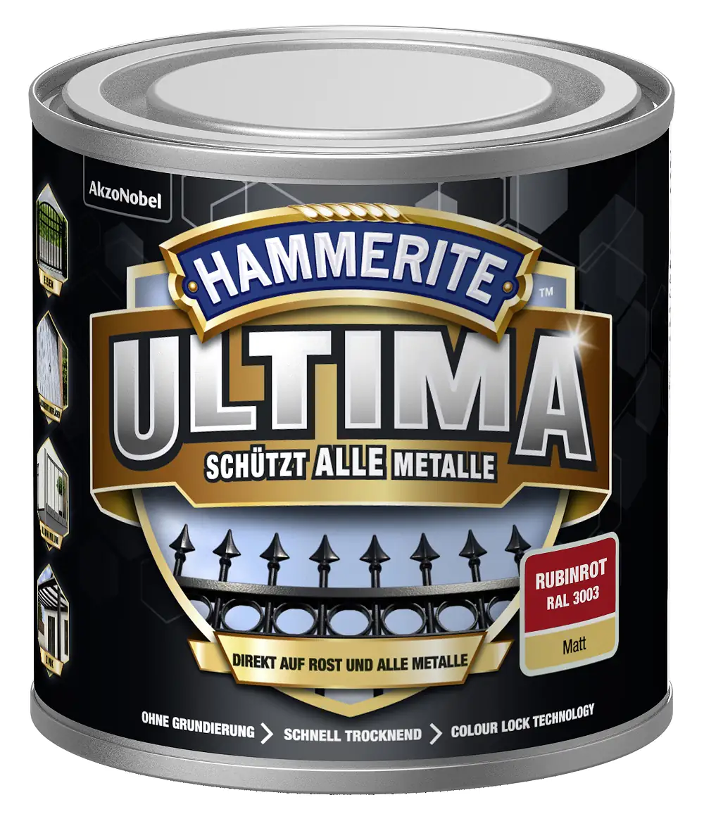 Hammerite Metallschutzlack ULTIMA matt rubinrot RAL 3003 250 ml