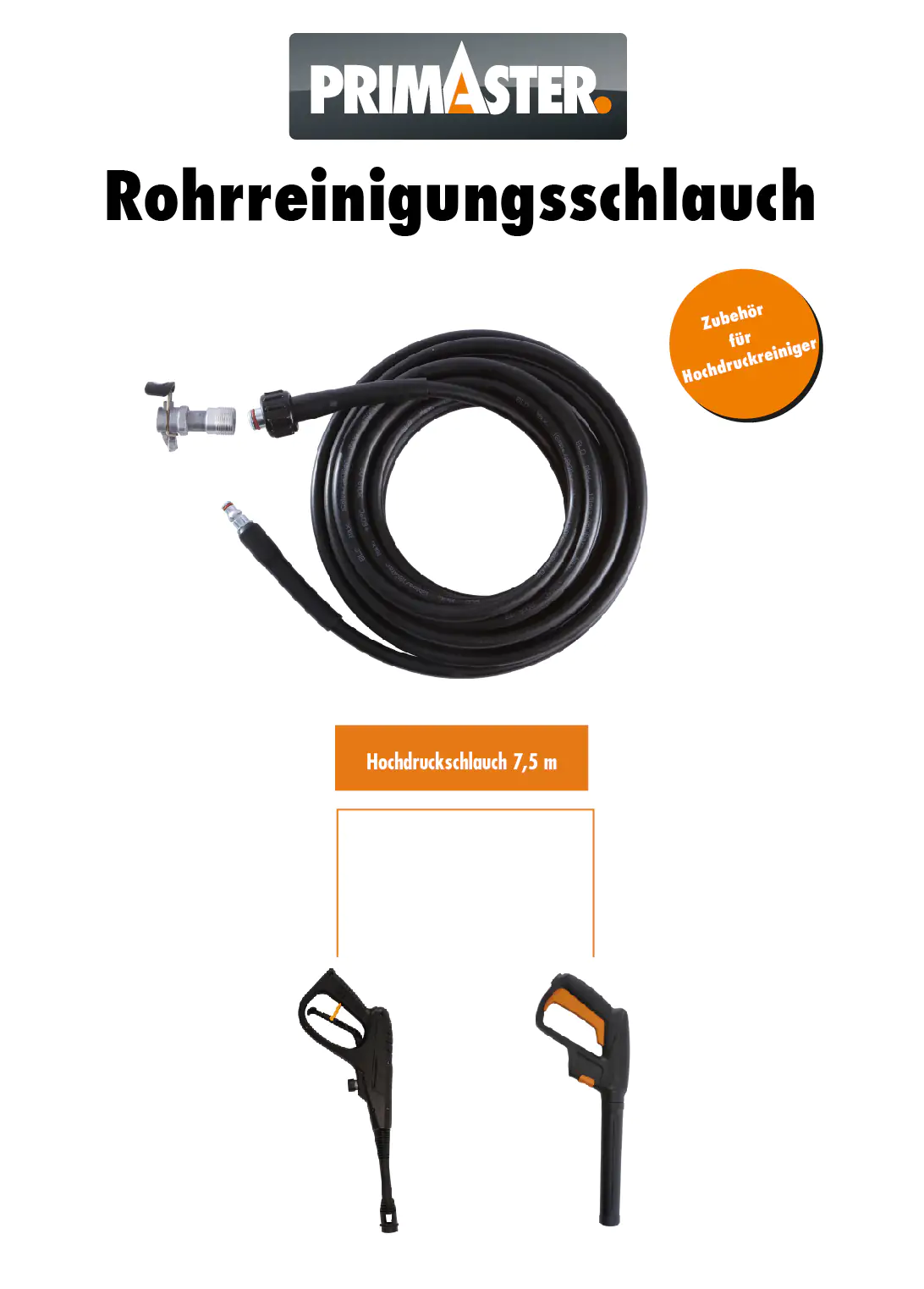 Primaster Schlauchverlängerung für Hochdruckreiniger 7,5 m max. 180 bar Primaster Schlauchverlängerung für Hochdruckreiniger 7,5 m max. 180 bar