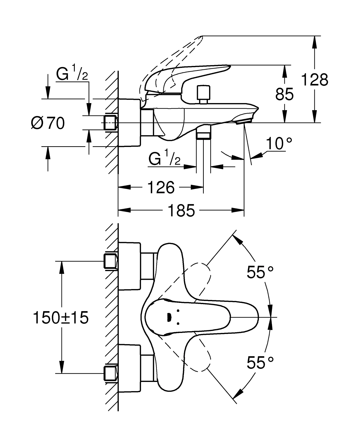 4005176334917_1 Grohe Wave Wannenarmatur verchromt, mit variabler Temperatur- und Mengenbegrenzung