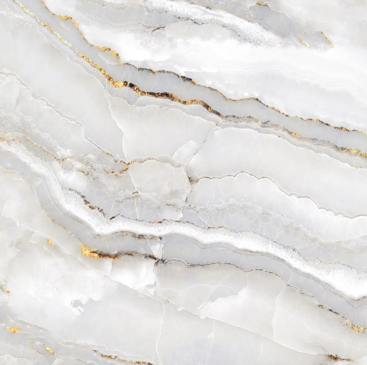 Bodenfliese Feinsteinzeug Alabaster Cleo Light 60 x 60 cm weiß/gold