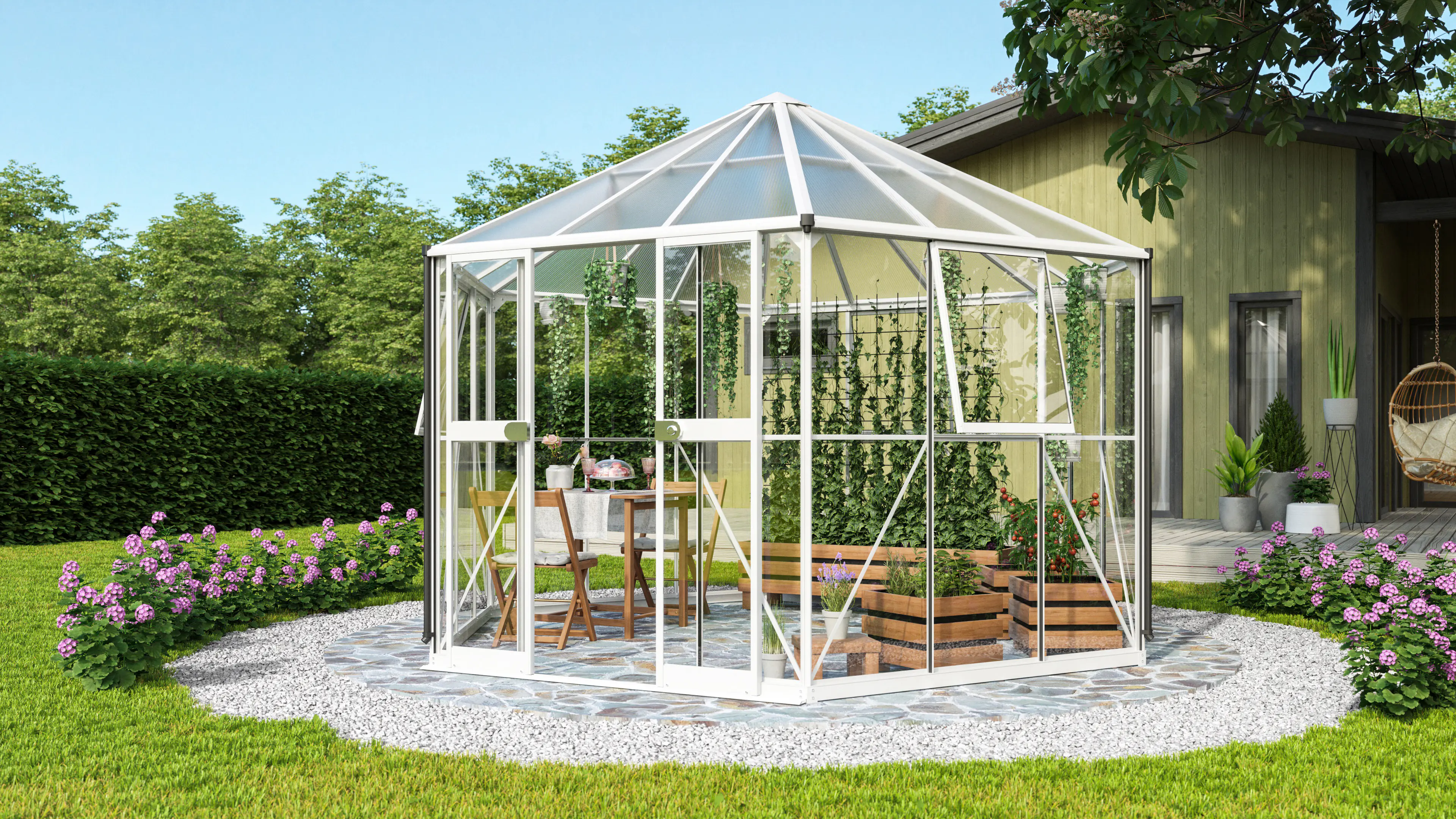 Vitavia Gewächshaus Pi 9000 383 x 333 cm 3 mm Sicherheitsglas Vitavia Gewächshaus Pi 9000 383 x 333 cm 3 mm Sicherheitsglas