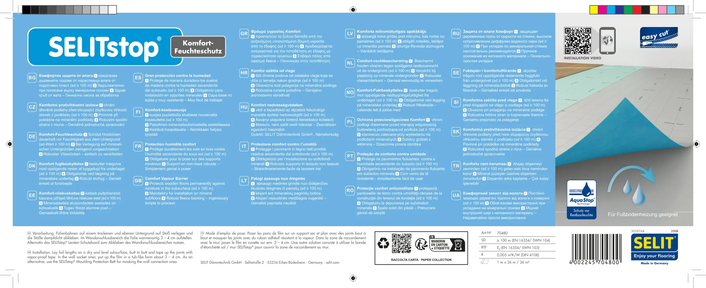 Selitstop Feuchteschutz Komfort Rolle 26 m