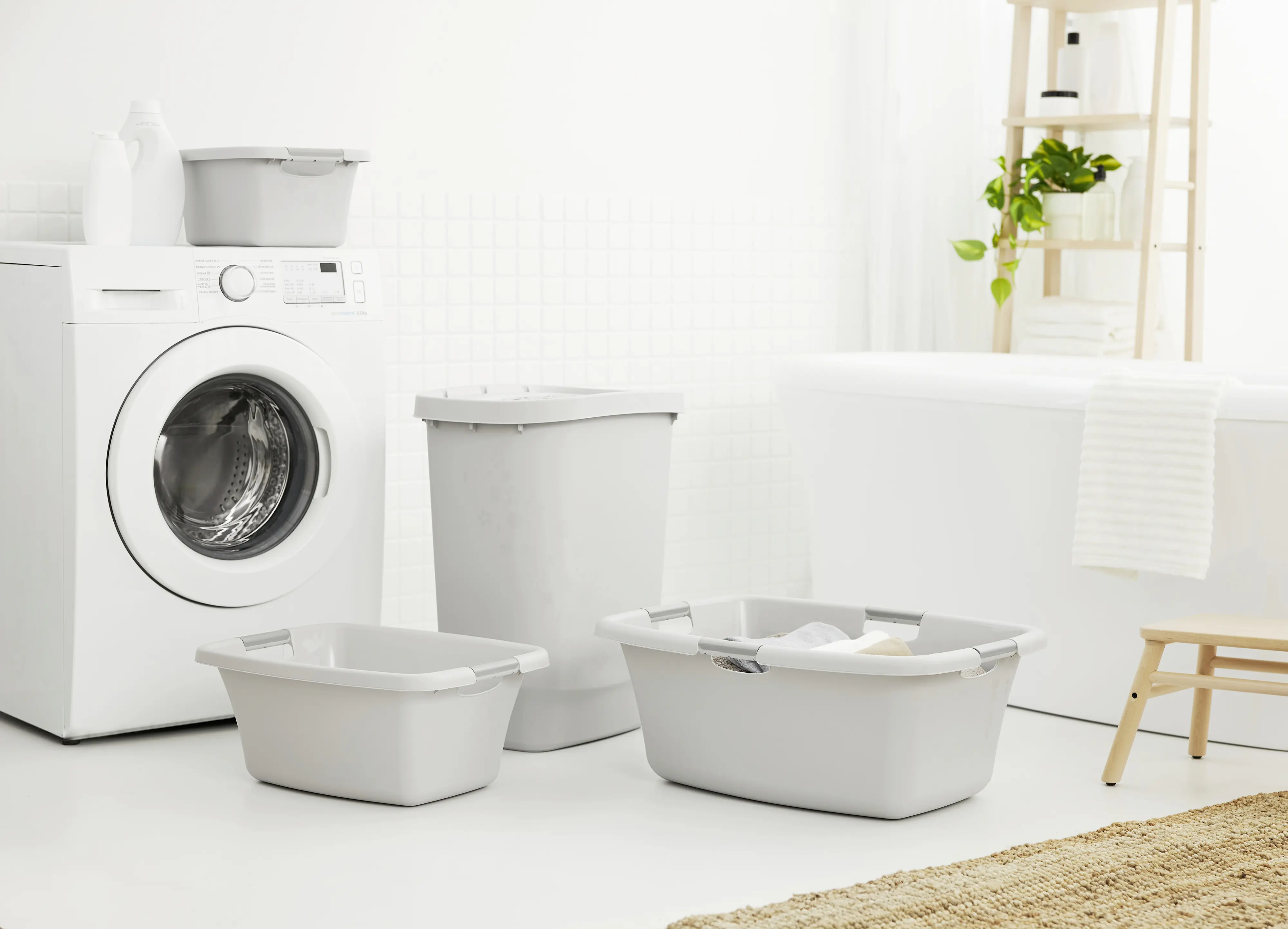 Rotho Wäschewanne Flowers 12 L kühles grau