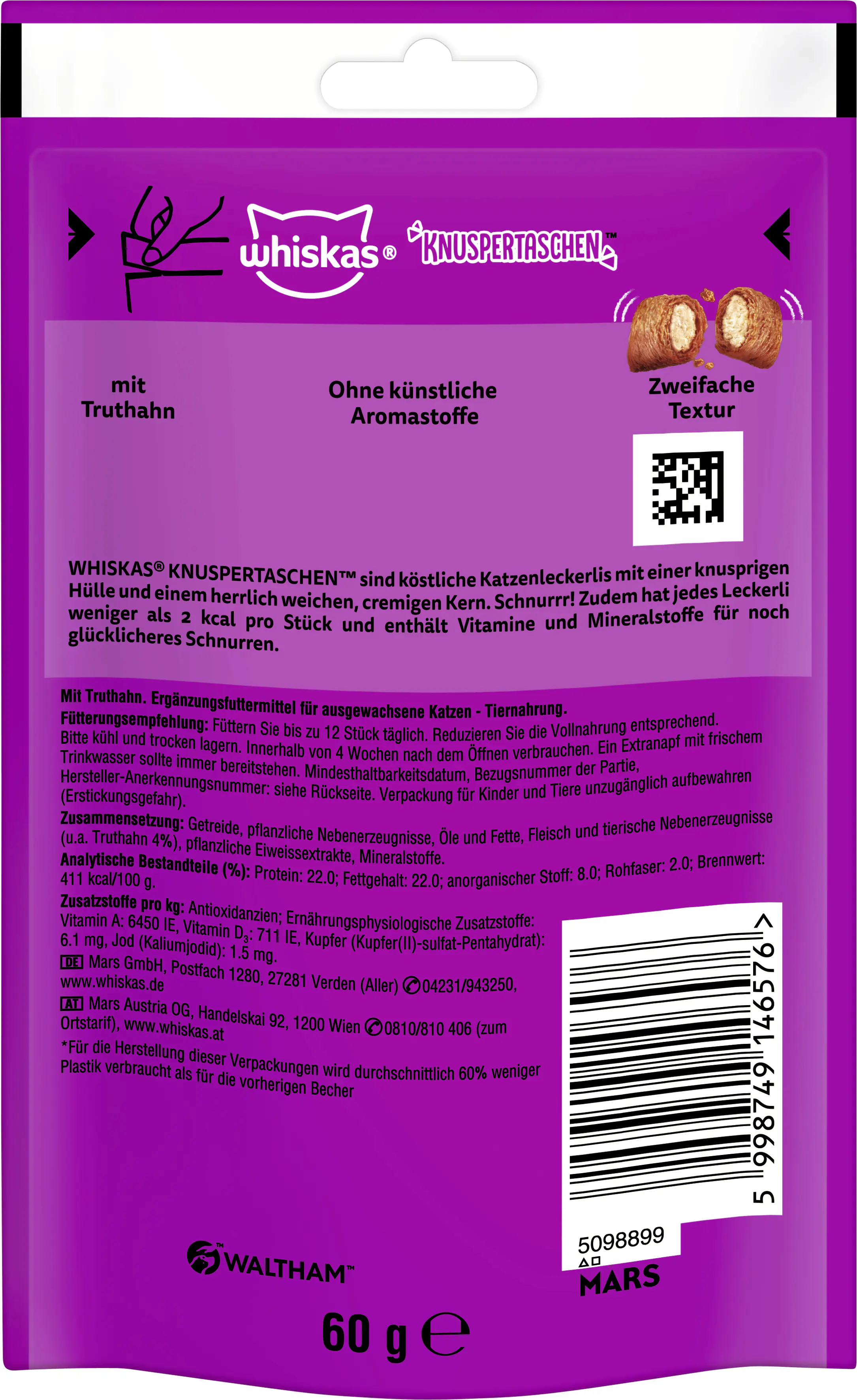 Whiskas Knuspertaschen Katzensnack 60 g Truthahn 