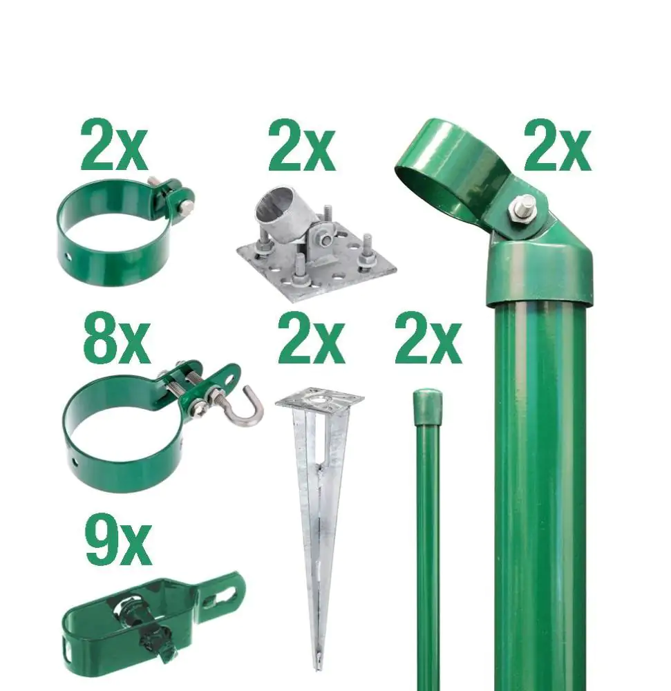 Alberts Zaunanschluss-Set zweiseitige Verbindung Ø 6 cm 200 cm grün 2 Stk