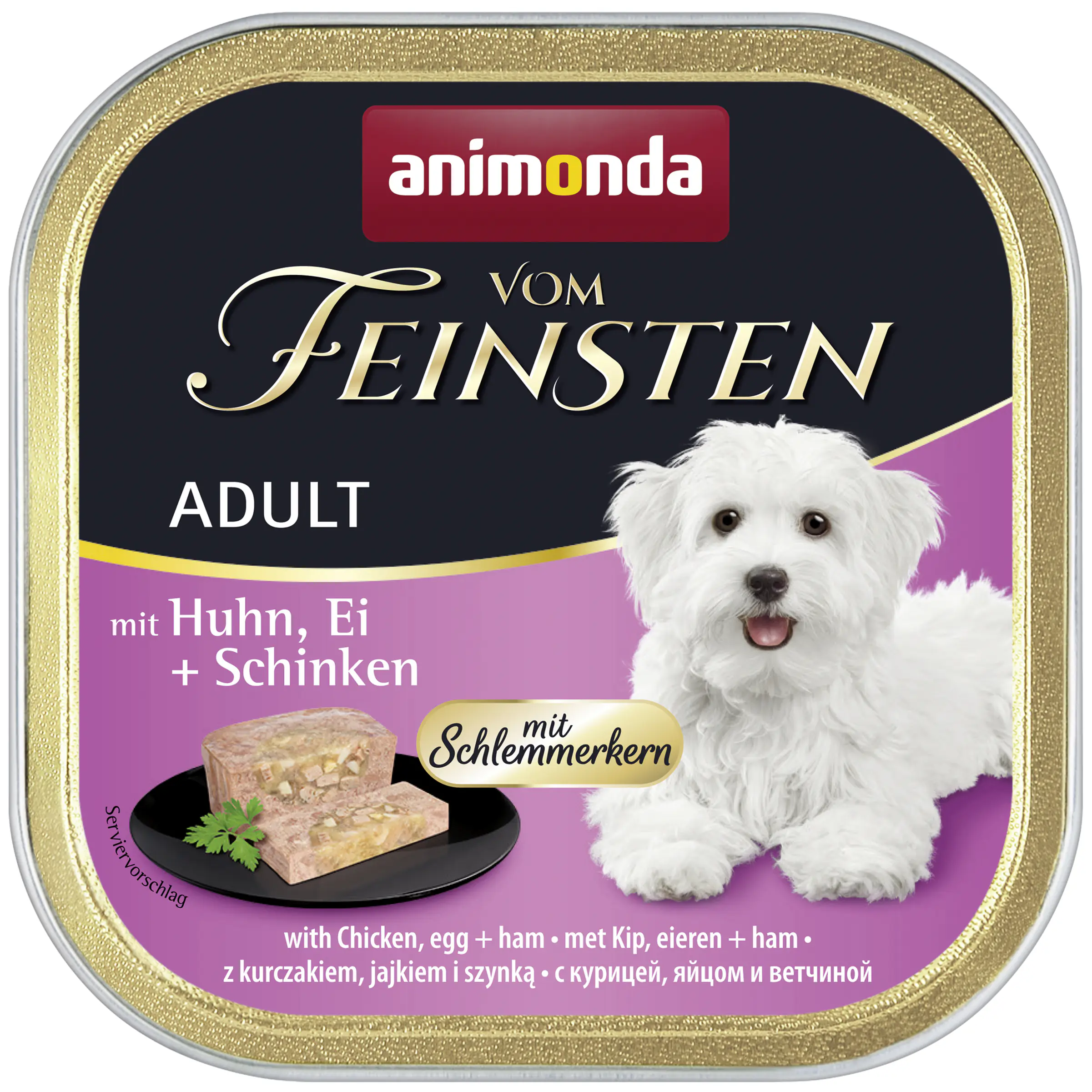 Animonda vom Feinsten mit Schlemmerkern Hundenassfutter Adult 150 g Huhn, Ei & Schinken