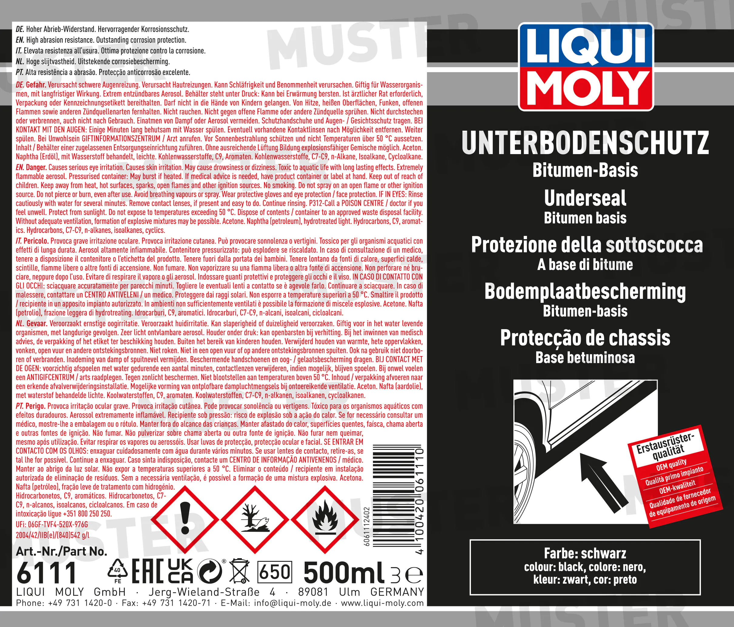 Liqui Moly Unterbodenschutz Bitumen schwarz 500 ml Liqui Moly Unterbodenschutz Bitumen schwarz 500 ml