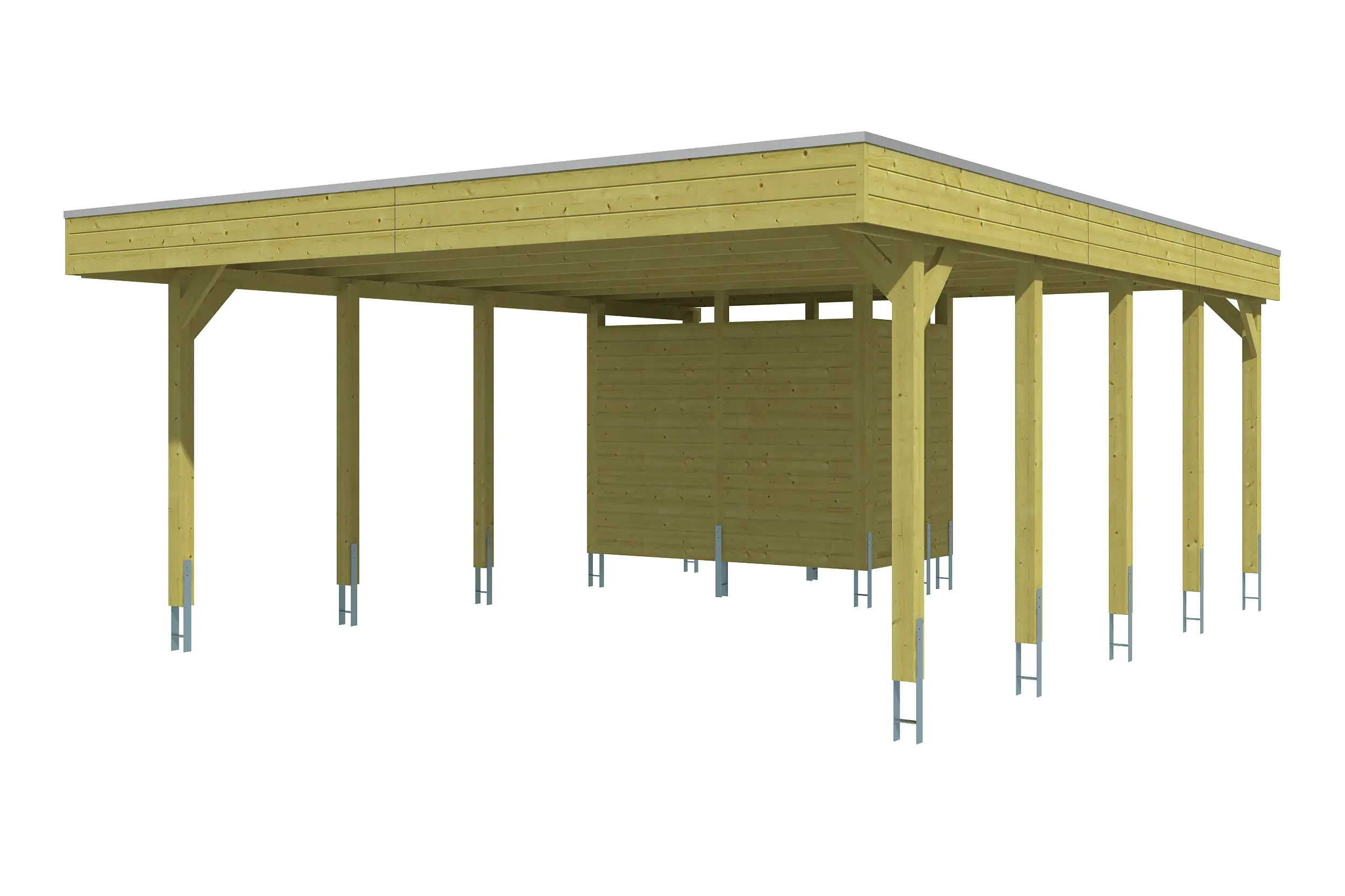SKAN HOLZ Carport Friesland Set 4 557 x 708 cm, Grün imrpägniert