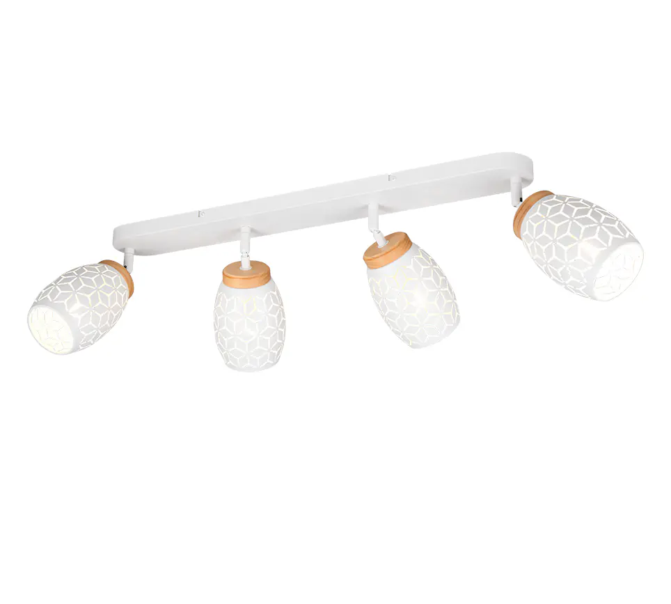 Trio LED-Deckenlampe 4er Spot Bidar 27 x 74 cm weiß matt/natur