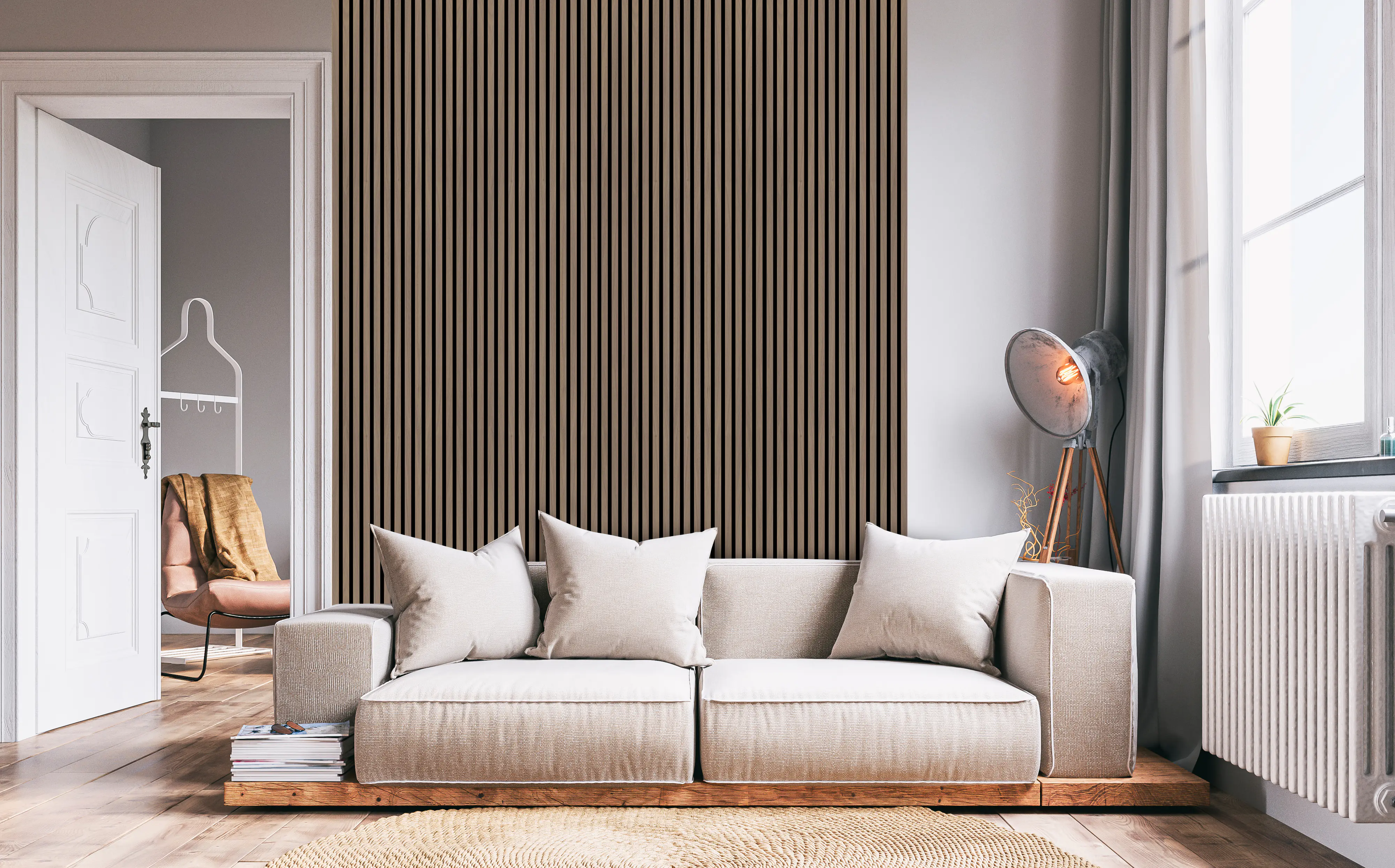 Neuhofer Abschlussleiste für Akustikpaneele 275 x 5,3 x 1,8 cm walnuss roh furnier