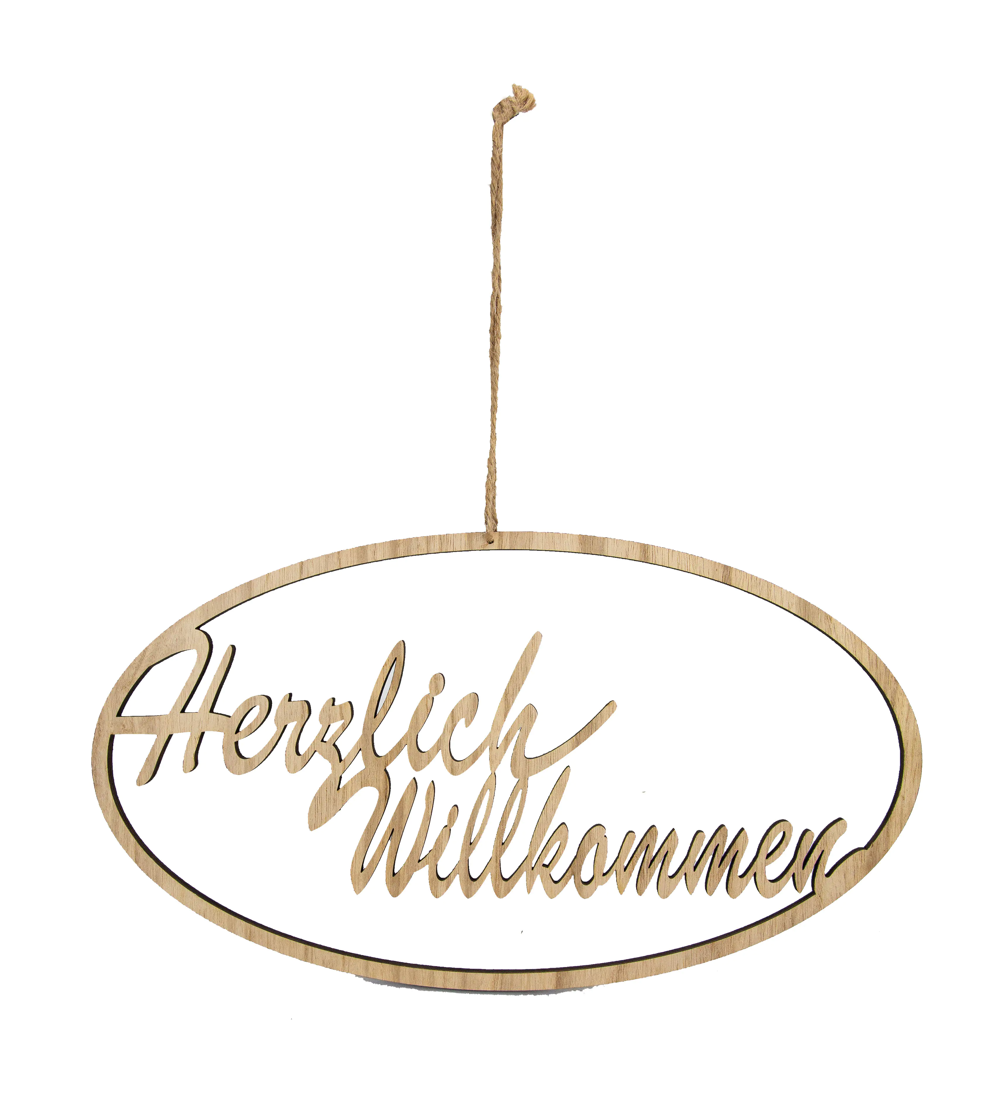 Riffelmacher Dekohänger Herzlich Willkommen oval 40 x 22 cm