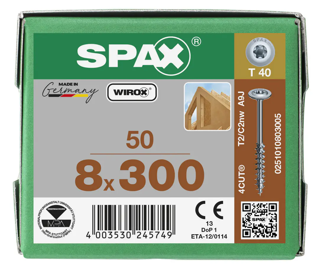 Spax Holzbauschrauben 8.0 x 300 mm TX 40 Tellerkopf - 50 Stk.