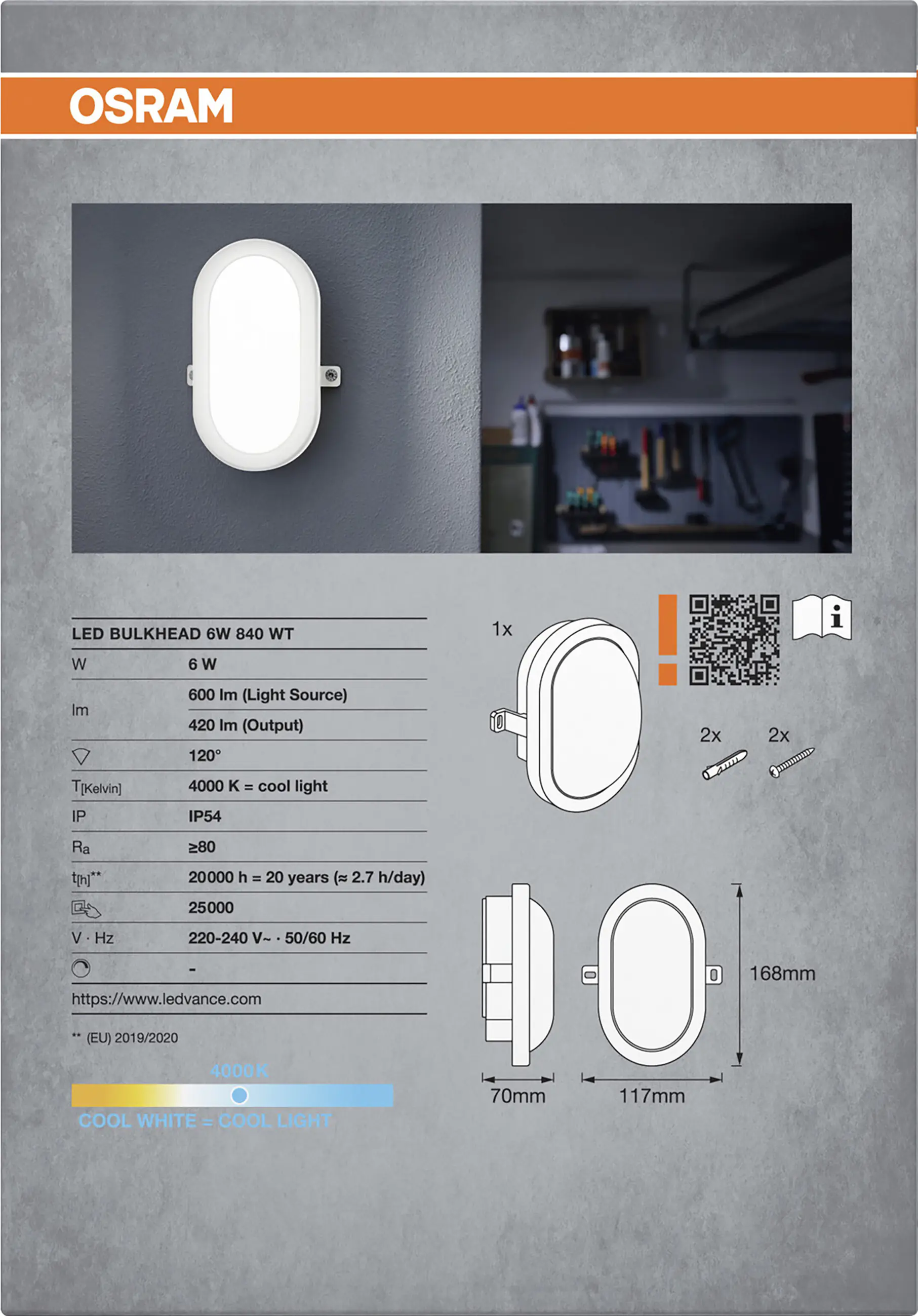 Osram LED Ovalleuchte Bulkhead 6 W weiß kaltweiß Osram LED Ovalleuchte Bulkhead 6 W weiß kaltweiß