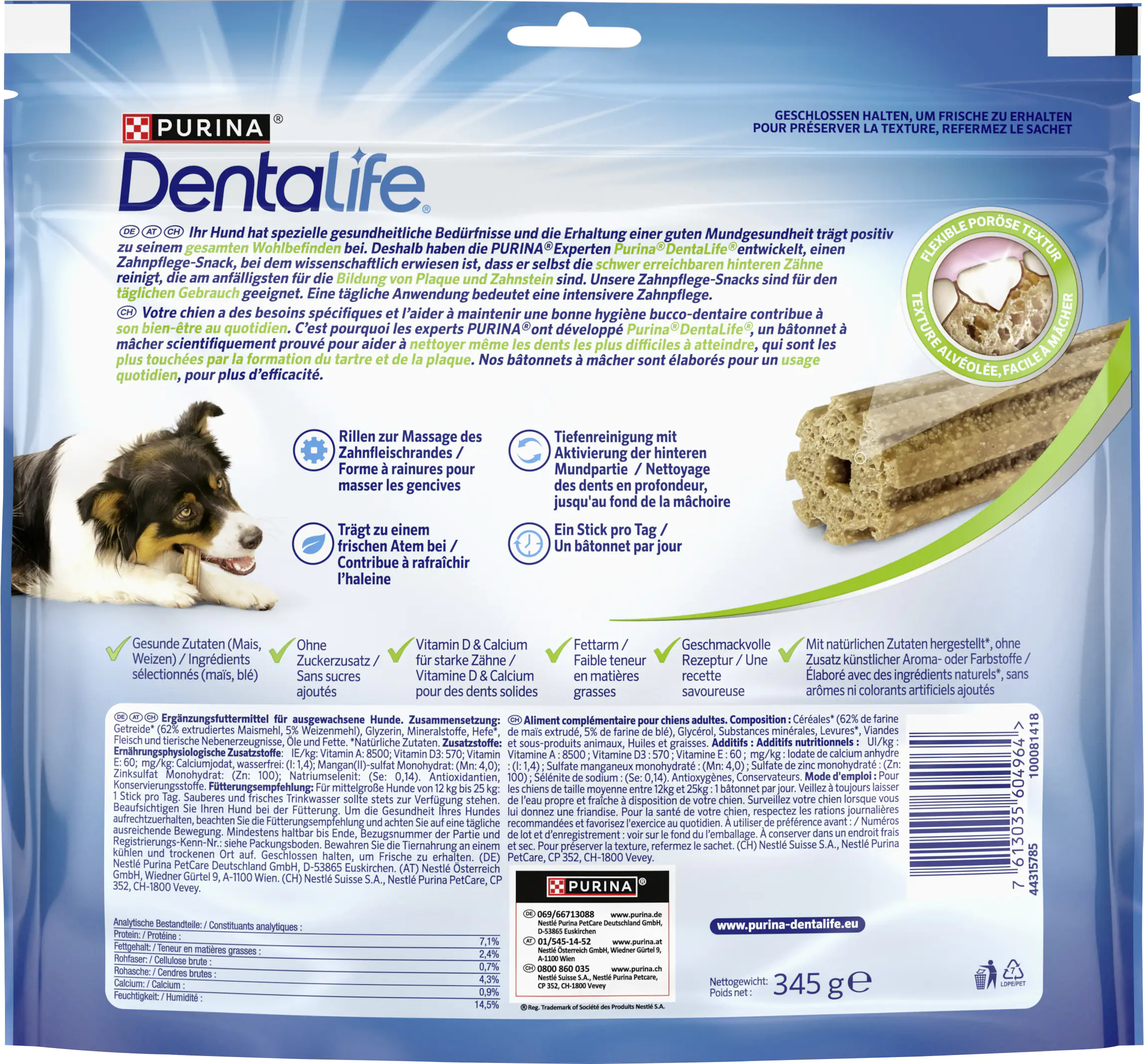 Purina DentaLife Medium Snacks für mittelgroße Hunde 15 Sticks
