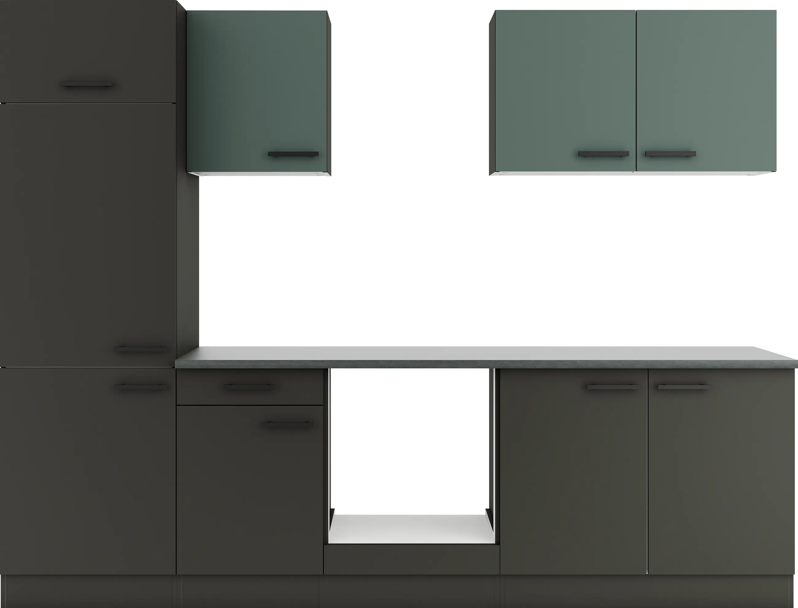 Optifit Küchenzeile Verona 405/Madrid 420 ohne Geräte steingrün/anthrazit 270 cm 
