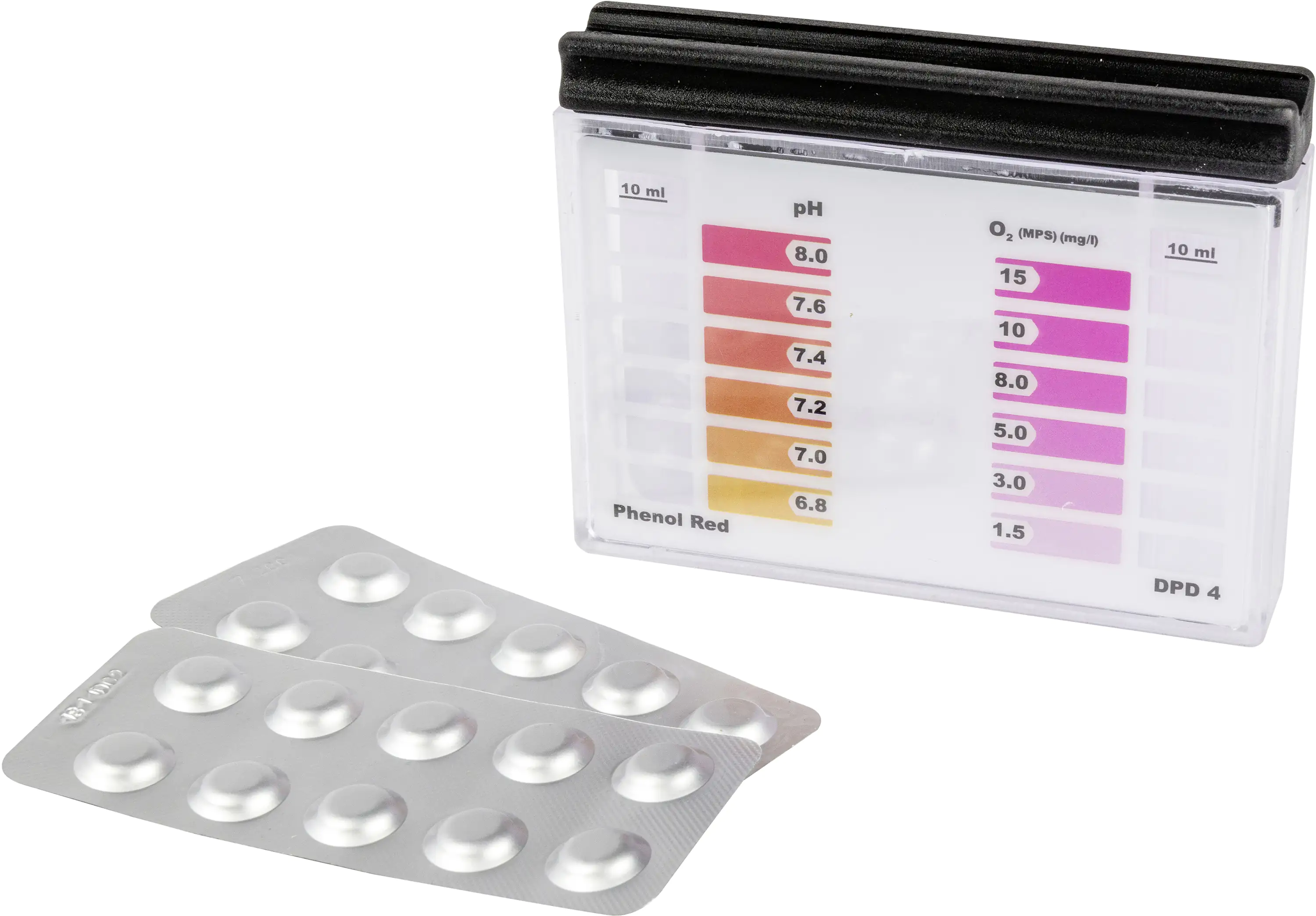 Steinbach O2-pH Testgerät inkl.10 Stk. Tabletten DPD4 + Phenol-Red Steinbach O2-pH Testgerät inkl.10 Stk. Tabletten DPD4 + Phenol-Red