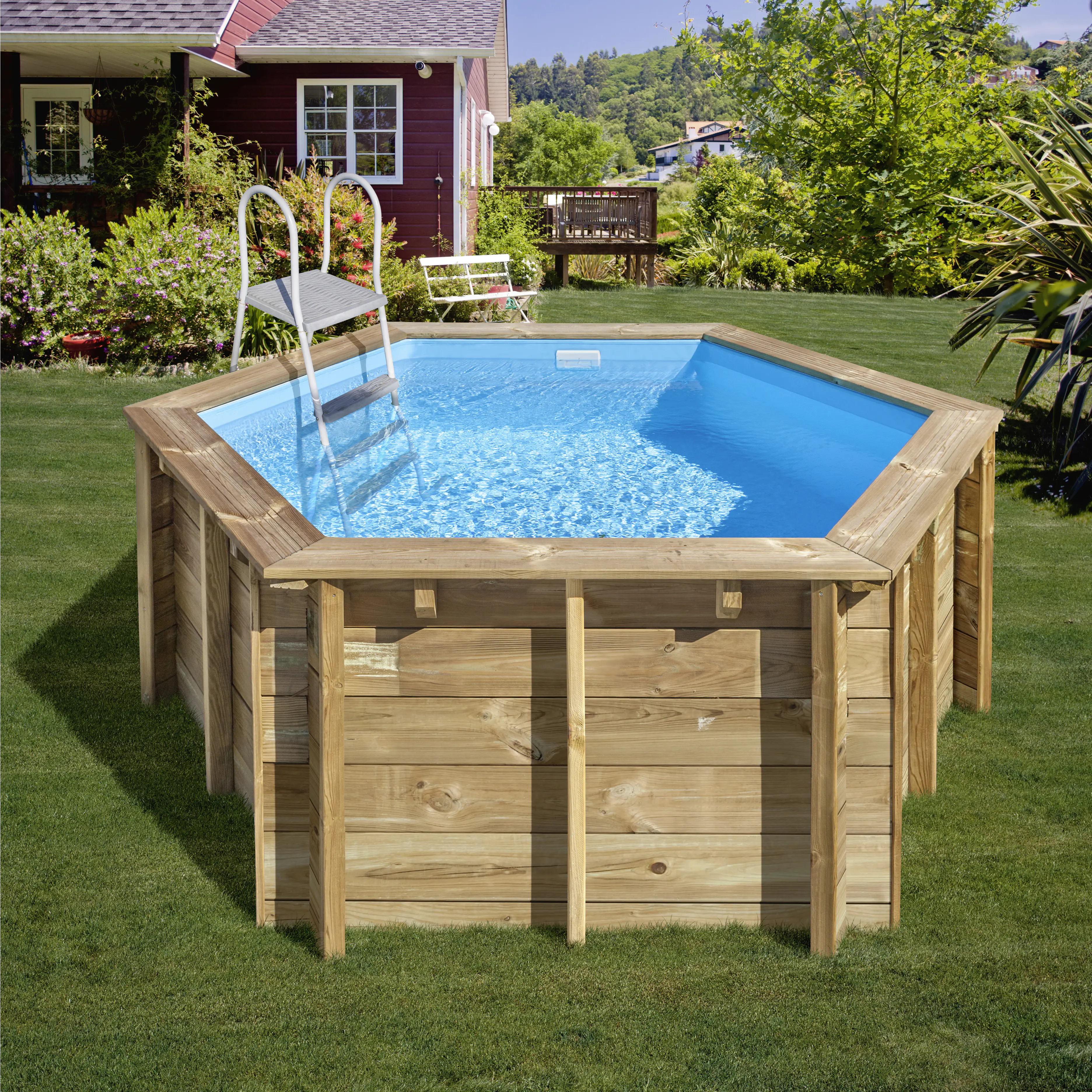 Gre Holzpool Lili 2 Komplettset rund Ø 280 x 107 cm natur