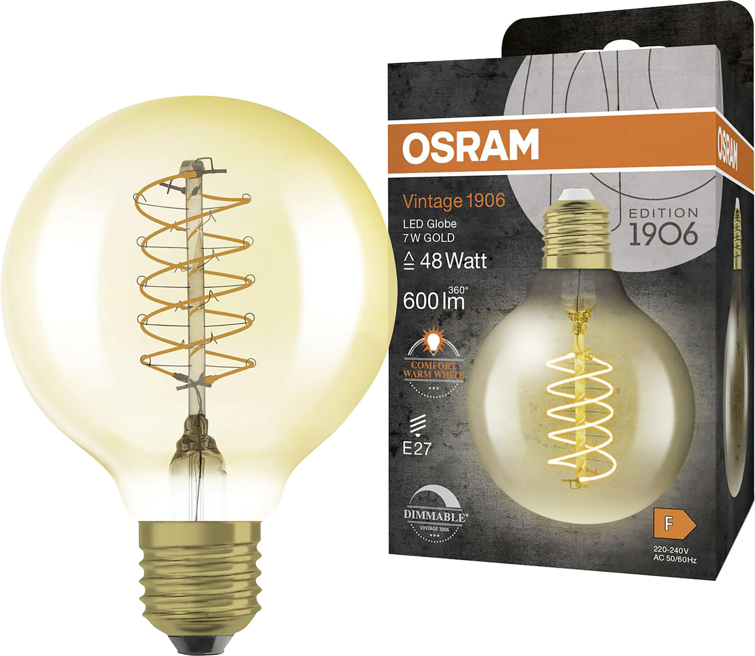 Osram LED Leuchtmittel Globe 80 E27 7 W warmweiß amber