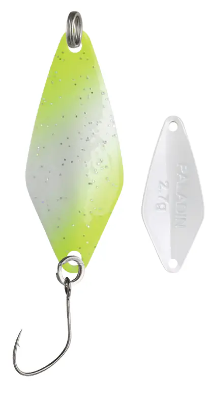 Paladin Angelköder Spoon Bifröst 3,7 g UV gelb/weiß/weiß/glitzer
