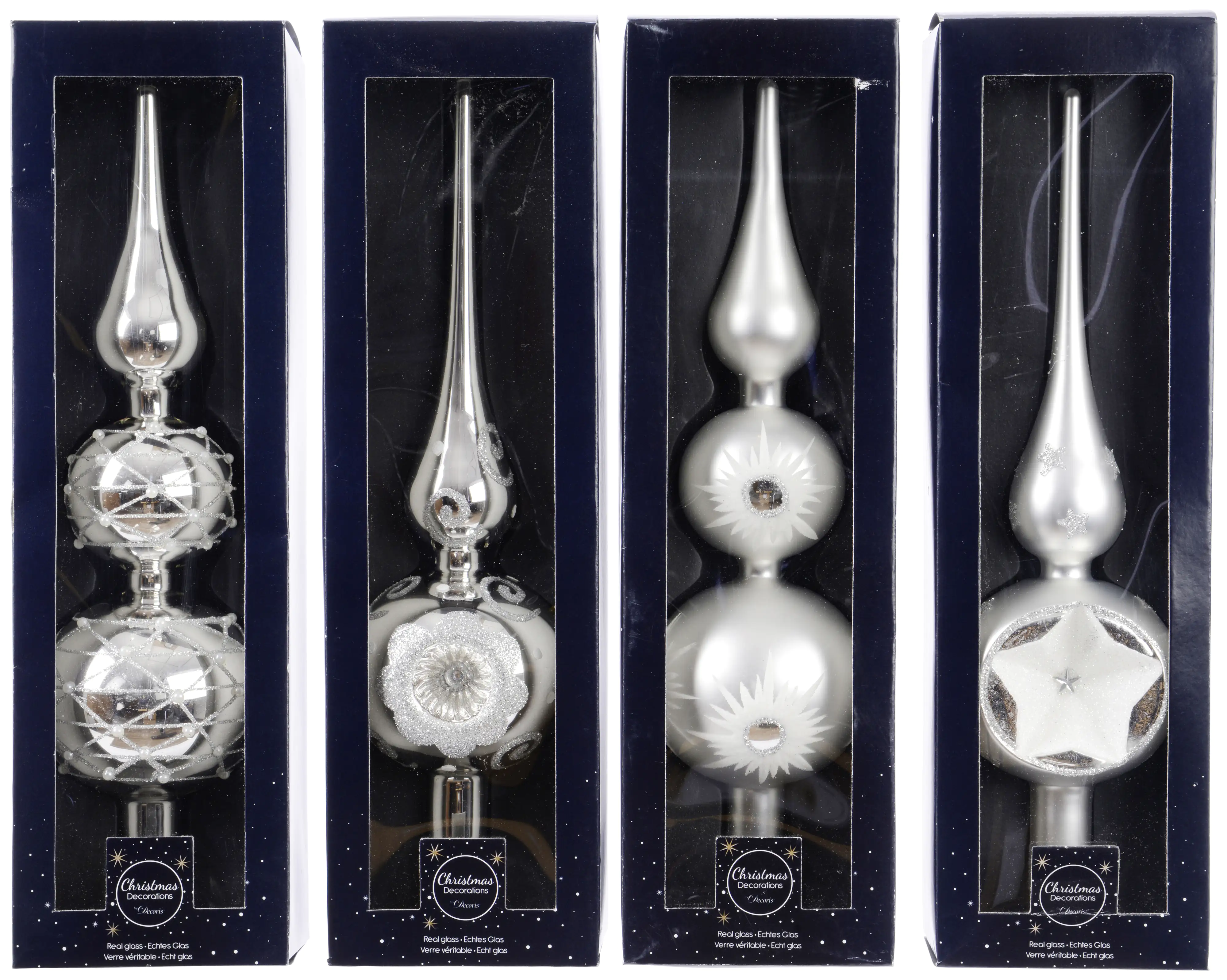 Kaemingk Weihnachtsbaumspitze Glas silber 31 cm Kaemingk Weihnachtsbaumspitze Glas silber 31 cm