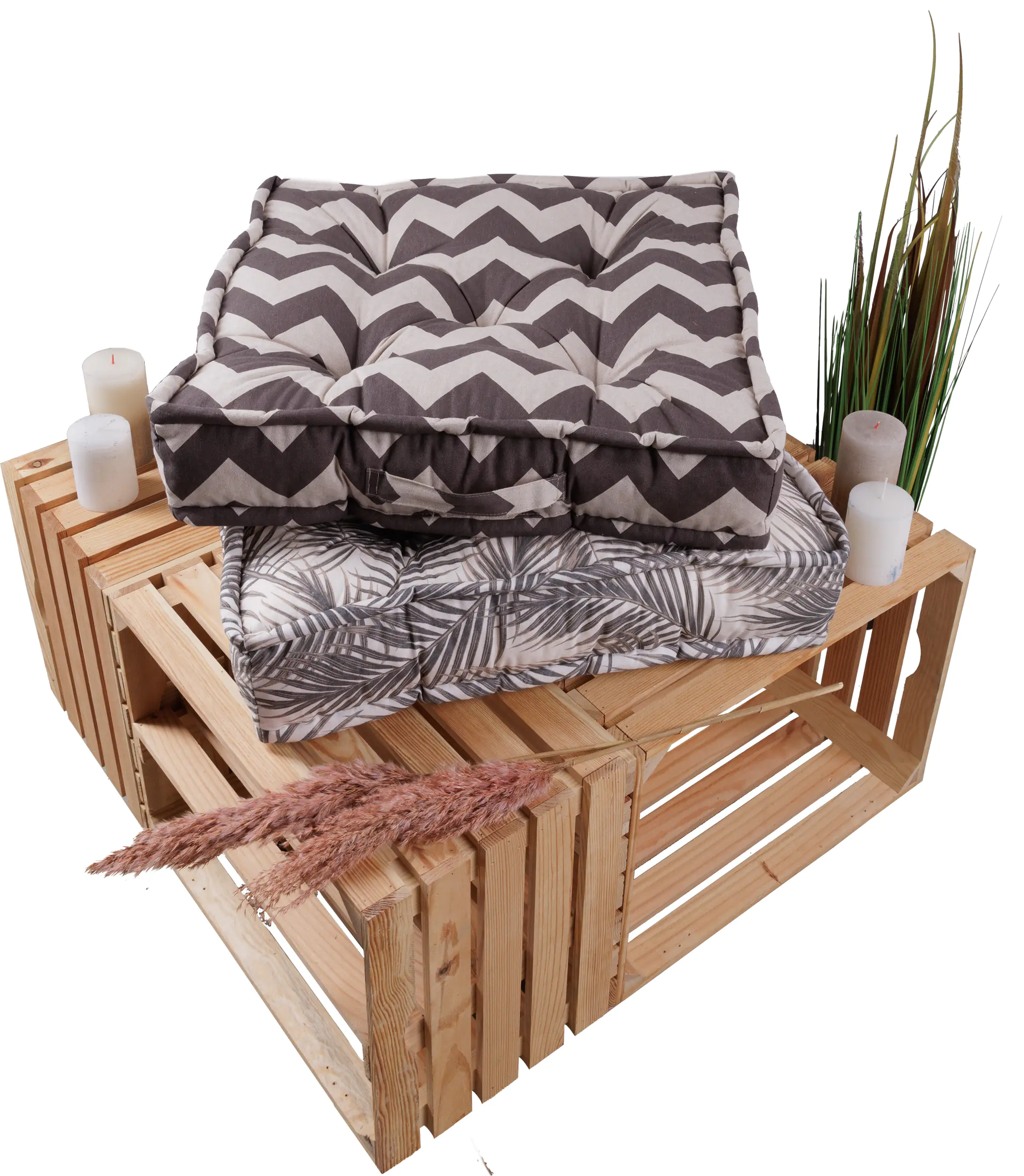 4014082093047_01 GO-DE Bodenkissen 60 cm x 60 cm x 12 cm Palmy grau