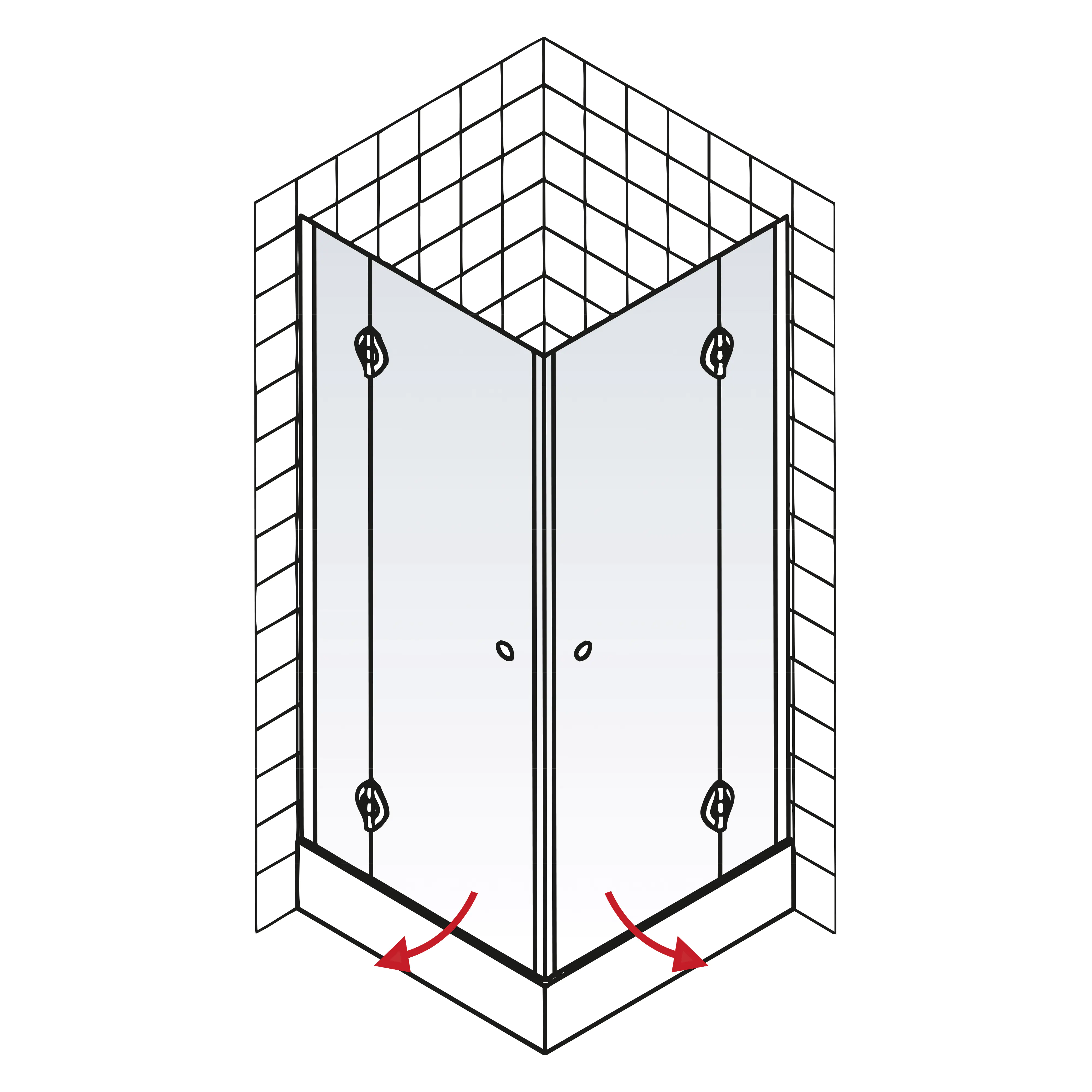 Schulte Eckeinstieg Drehfalttür 90 x 90 x 200 cm Garant
