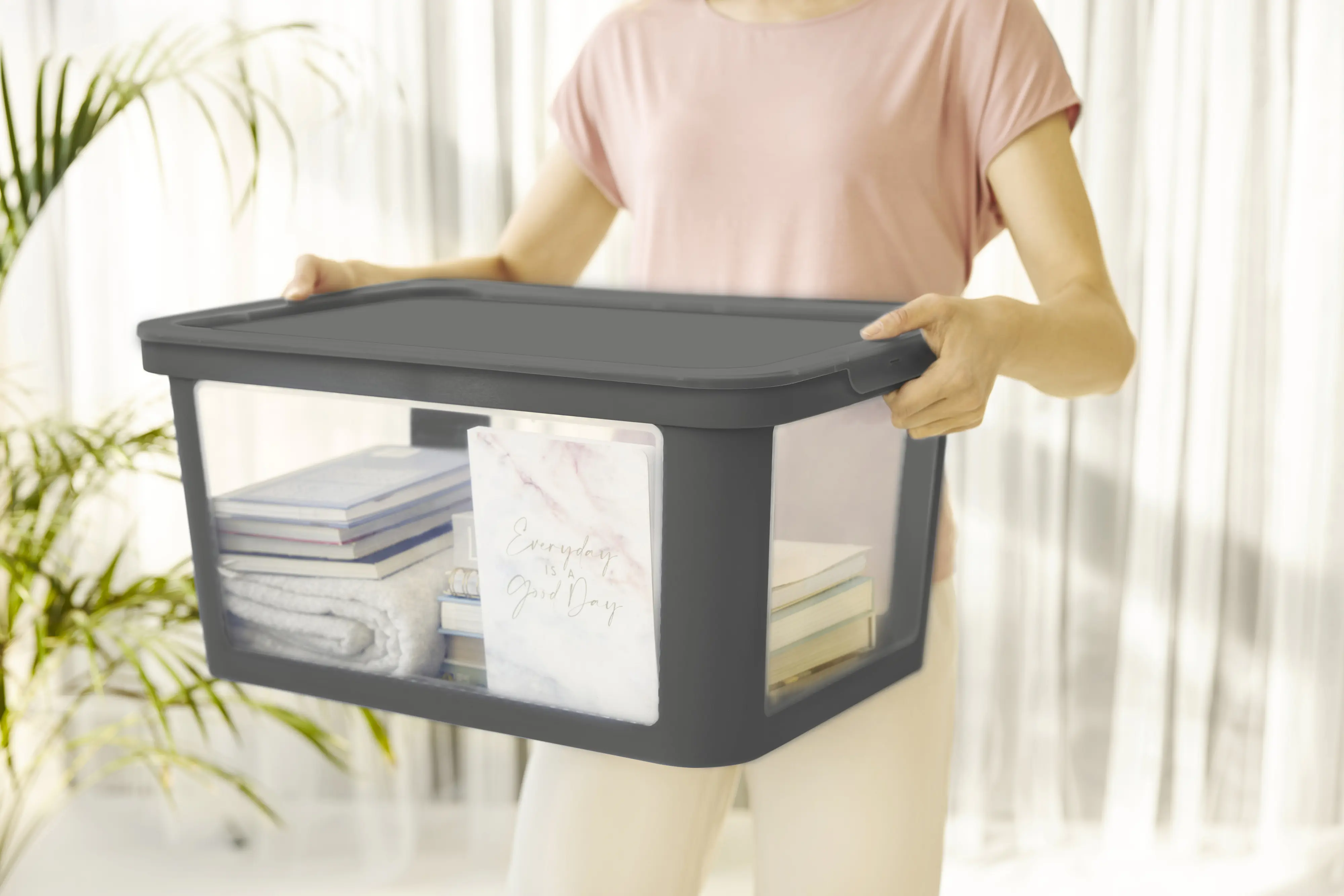 Rotho Aufbewahrungsbox mit Deckel Albris 57 x 39 x 27 cm schwarz 