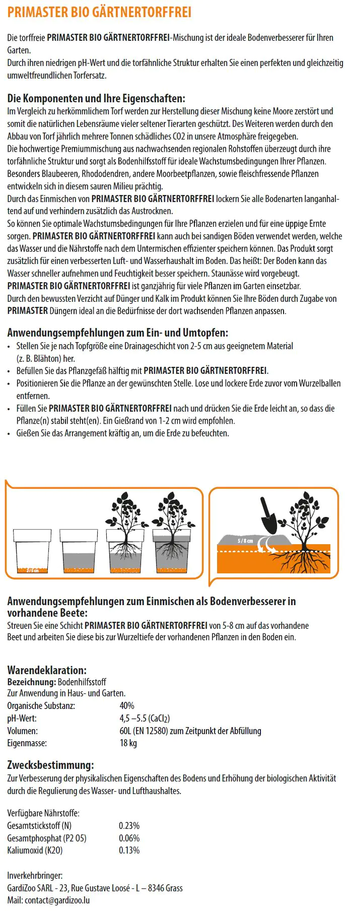 Primaster Bio Gärtnertorffrei 60 L